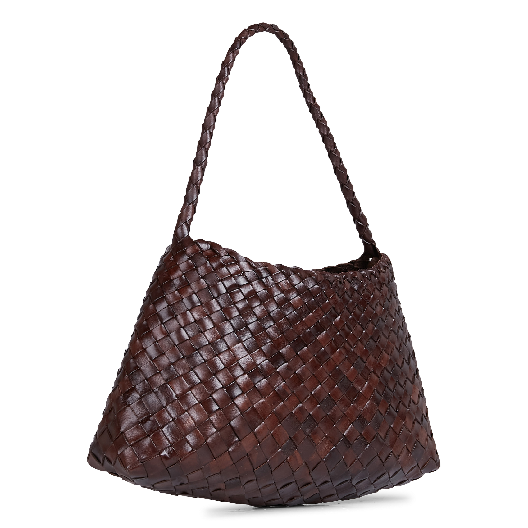 Gevlochten leren boodschappentas DRAGON DIFFUSION Bruin