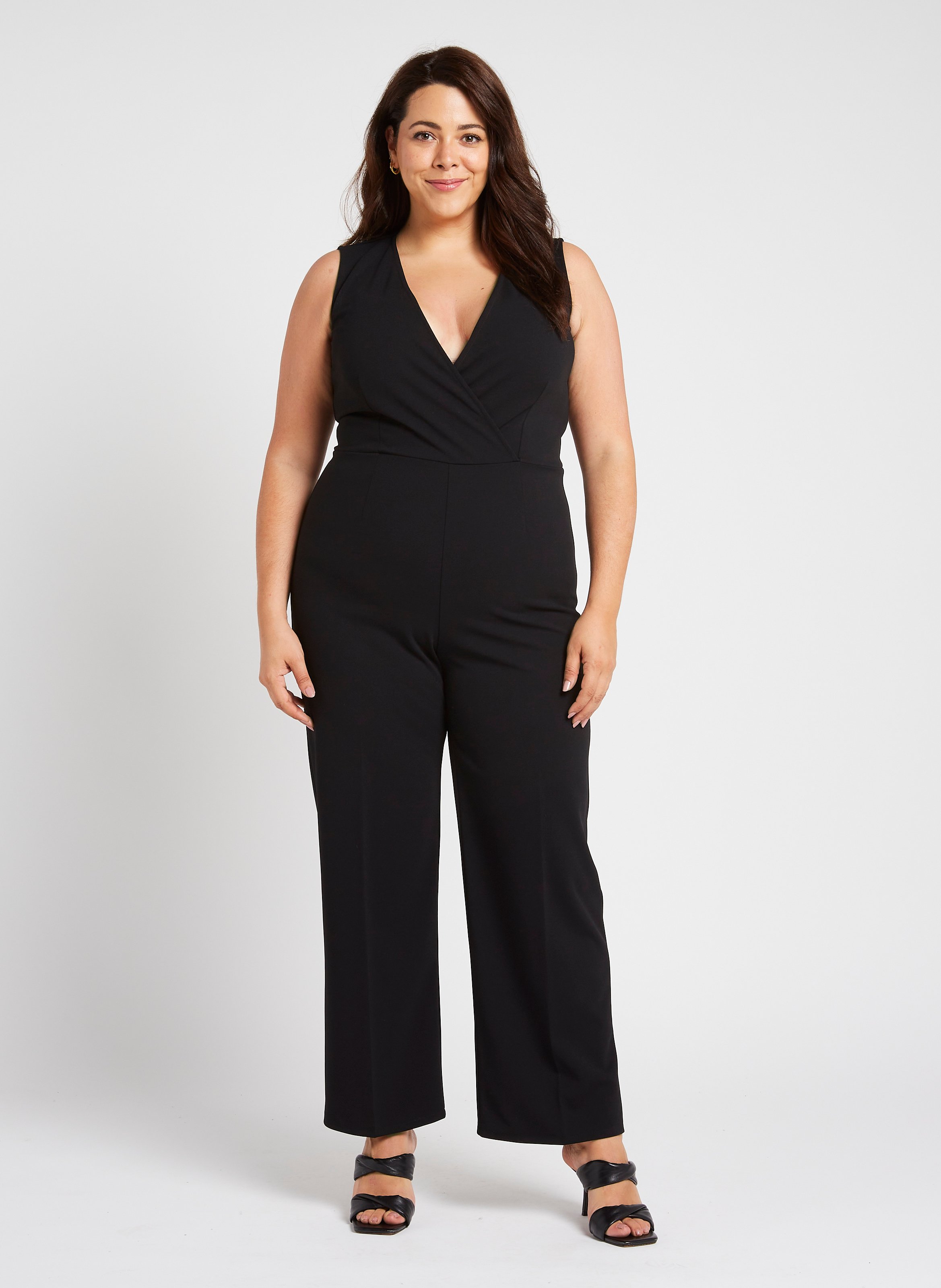 Combinaison droite col V PERSONA by Marina Rinaldi Noir