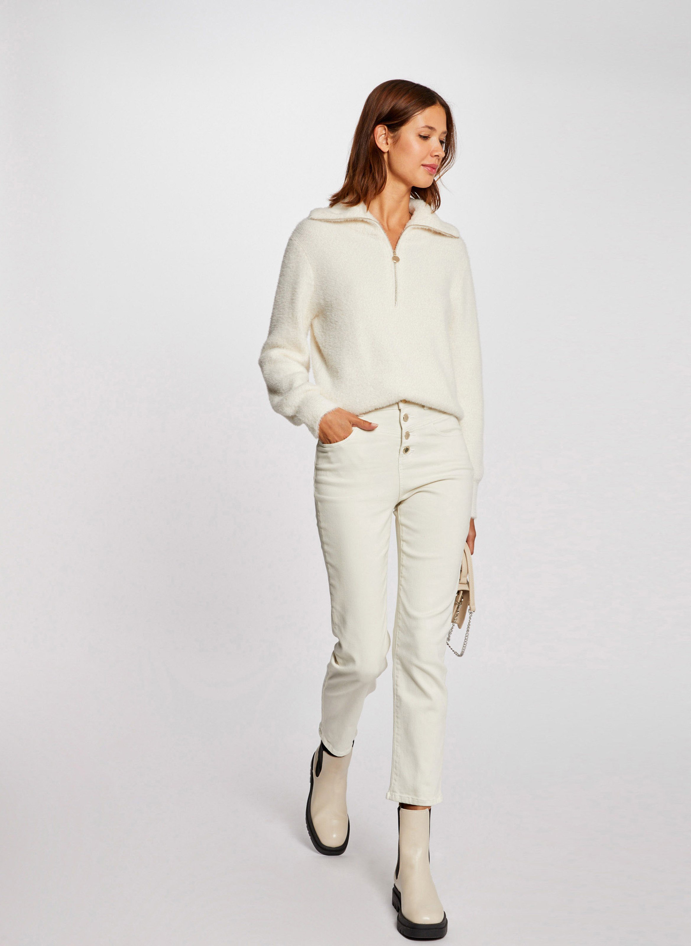 Pull col à revers MORGAN Beige