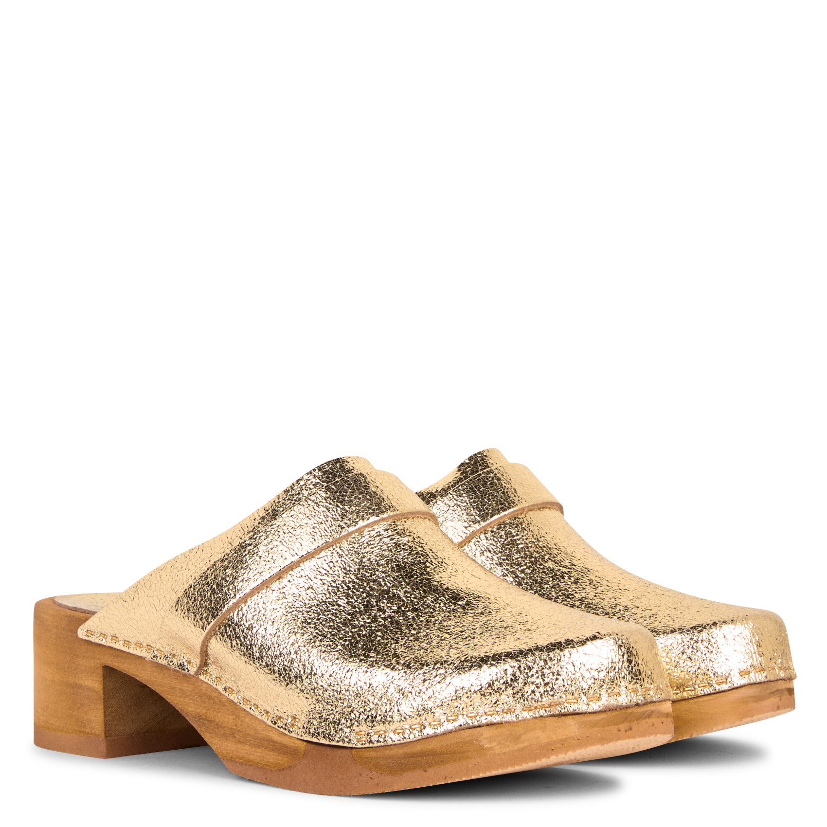Leather platform clogs BOSABO Golden