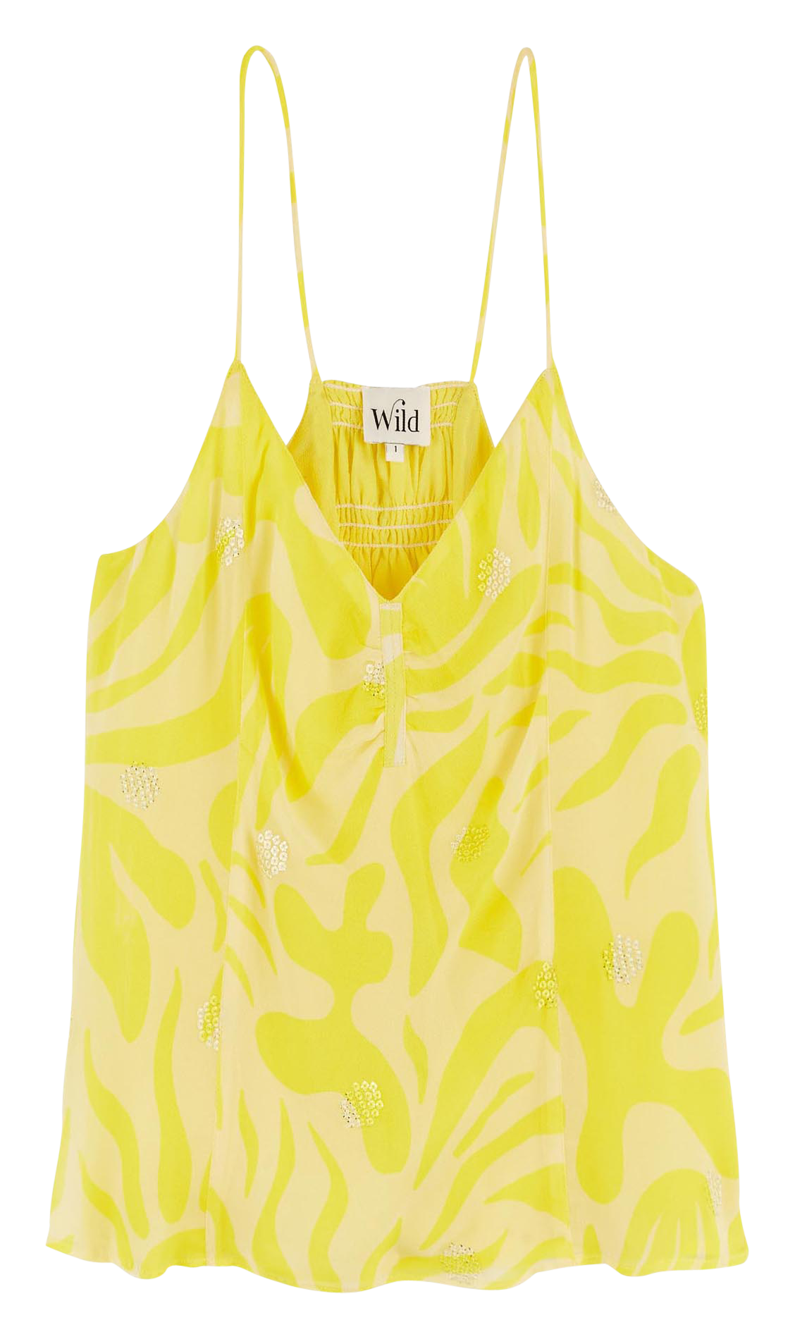 Sleeveless embroidered printed top WILD Yellow