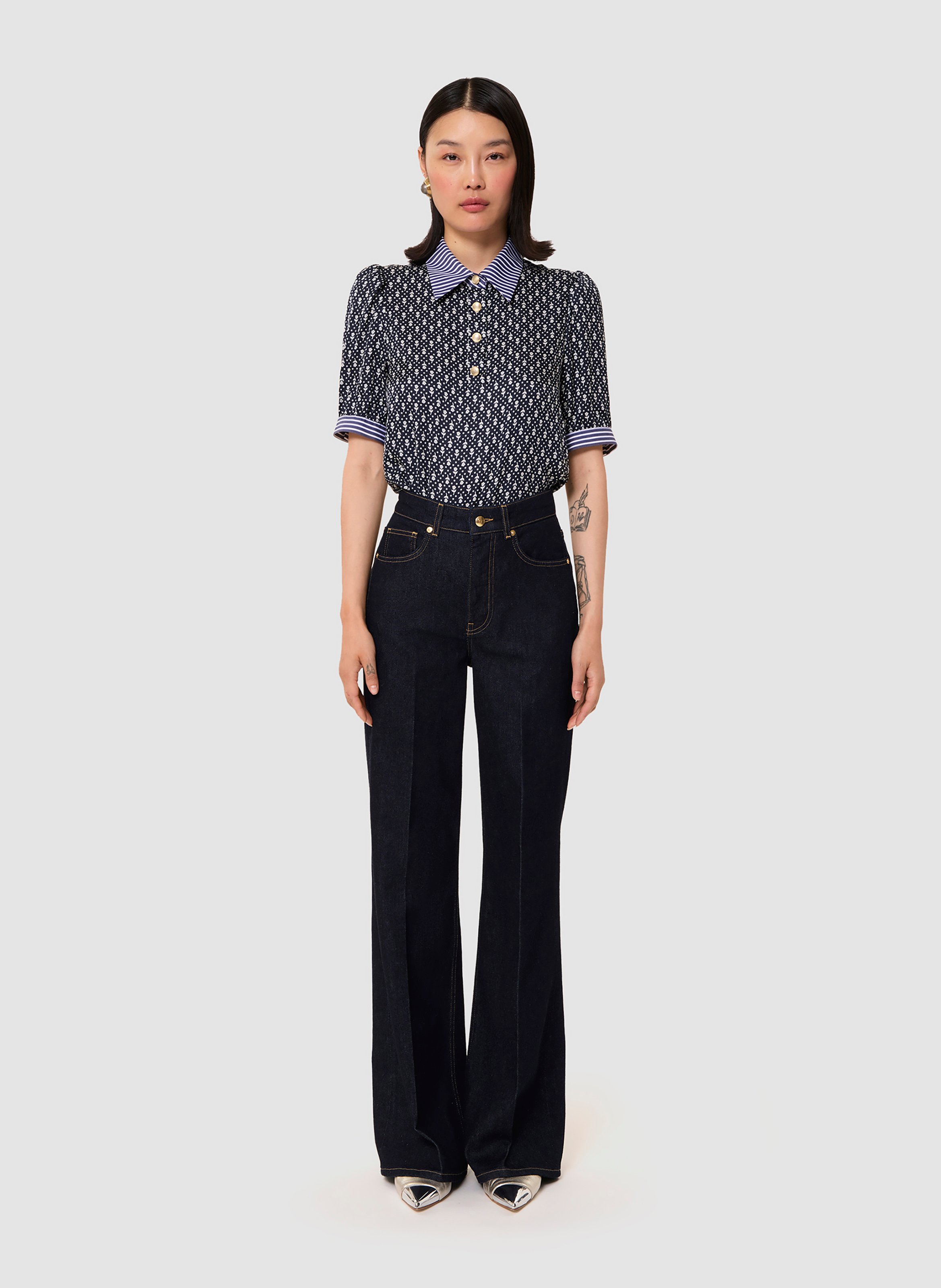 Jean large en coton mélangé TARA JARMON Bleu