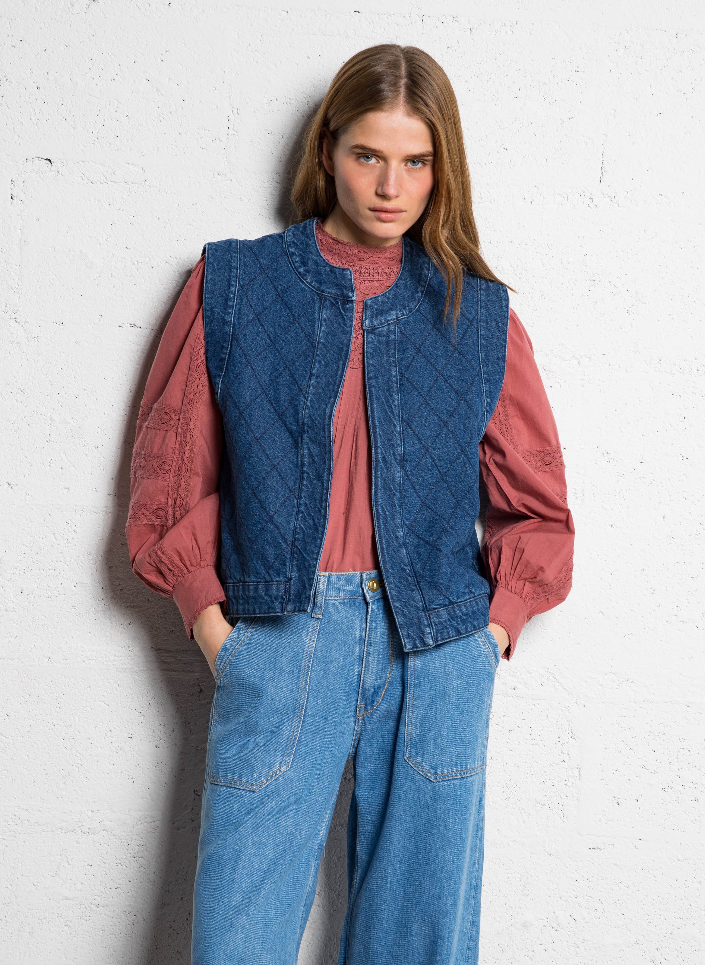 Sleeveless denim cotton jacket I CODE Blue