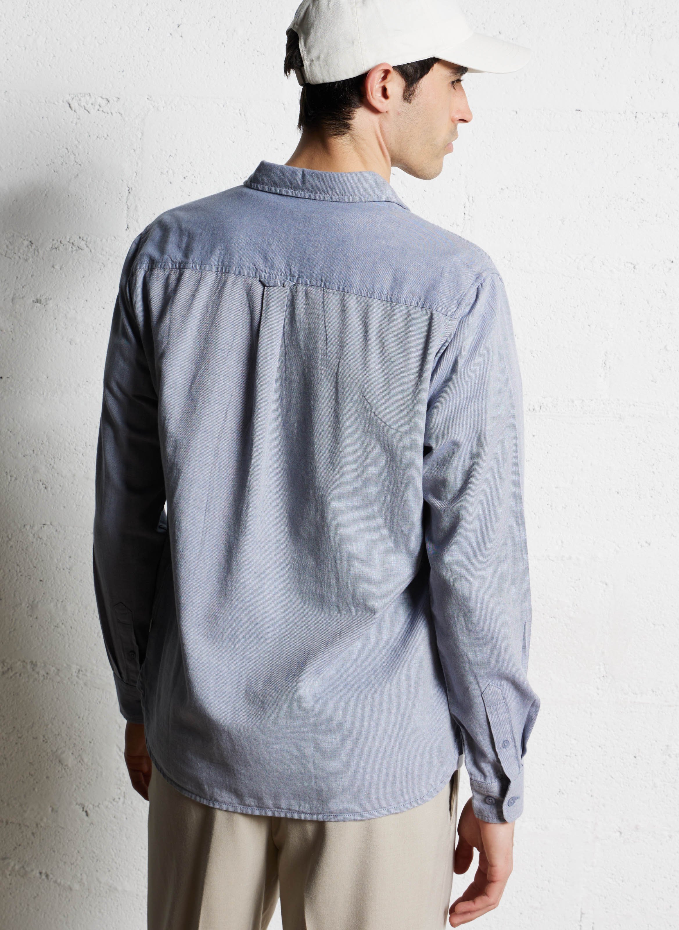 Chemise droite col classique en coton bio KNOWLEDGE COTTON APPAREL Bleu