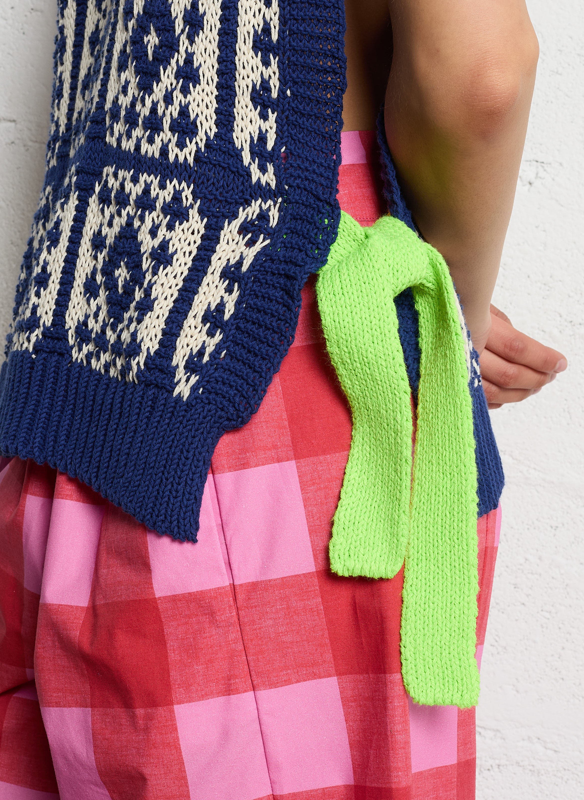 Pull col rond en coton Bleu