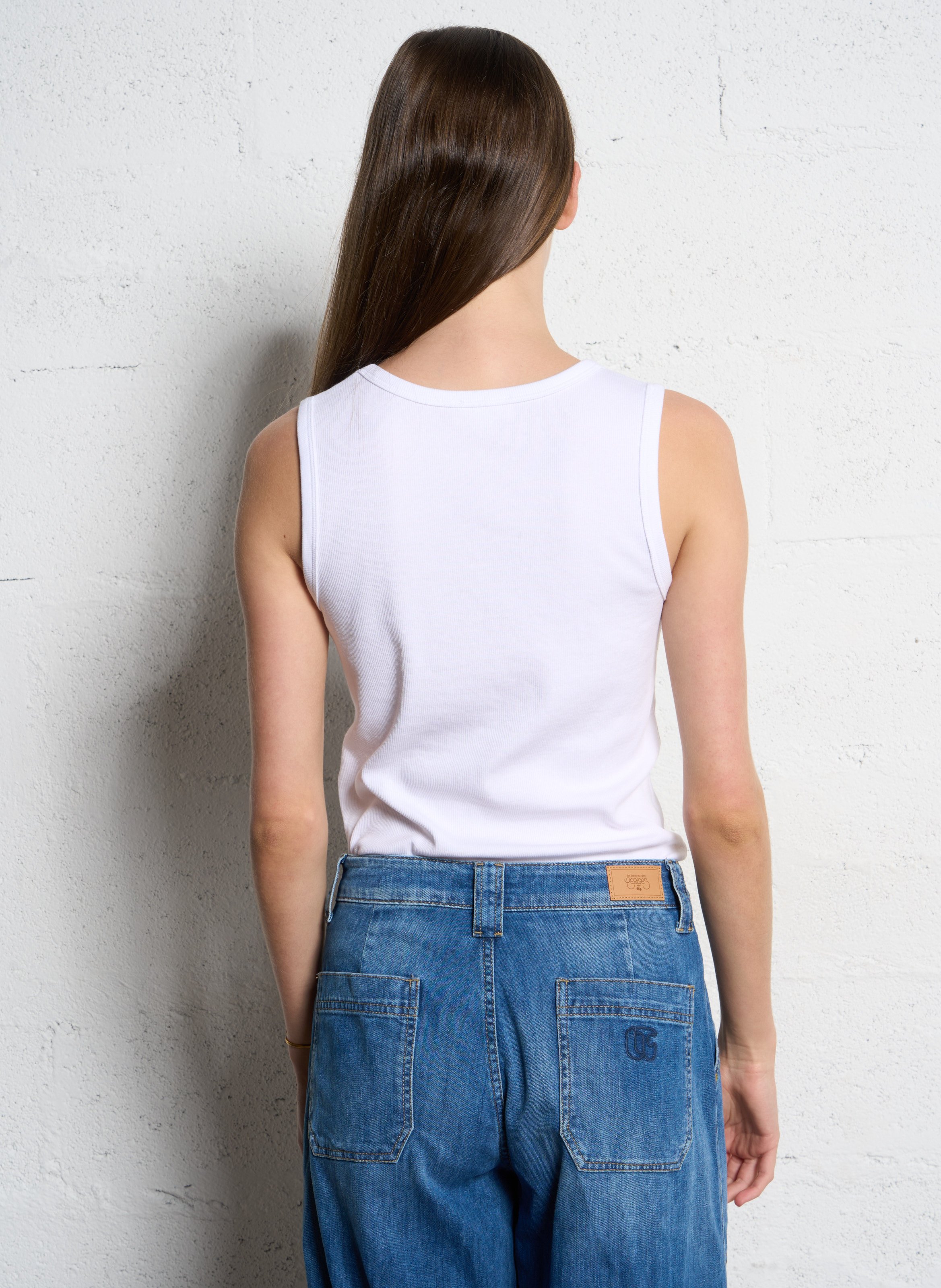 Ärmelloser Pullover aus Baumwoll-Mix mit V-Ausschnitt Weiss