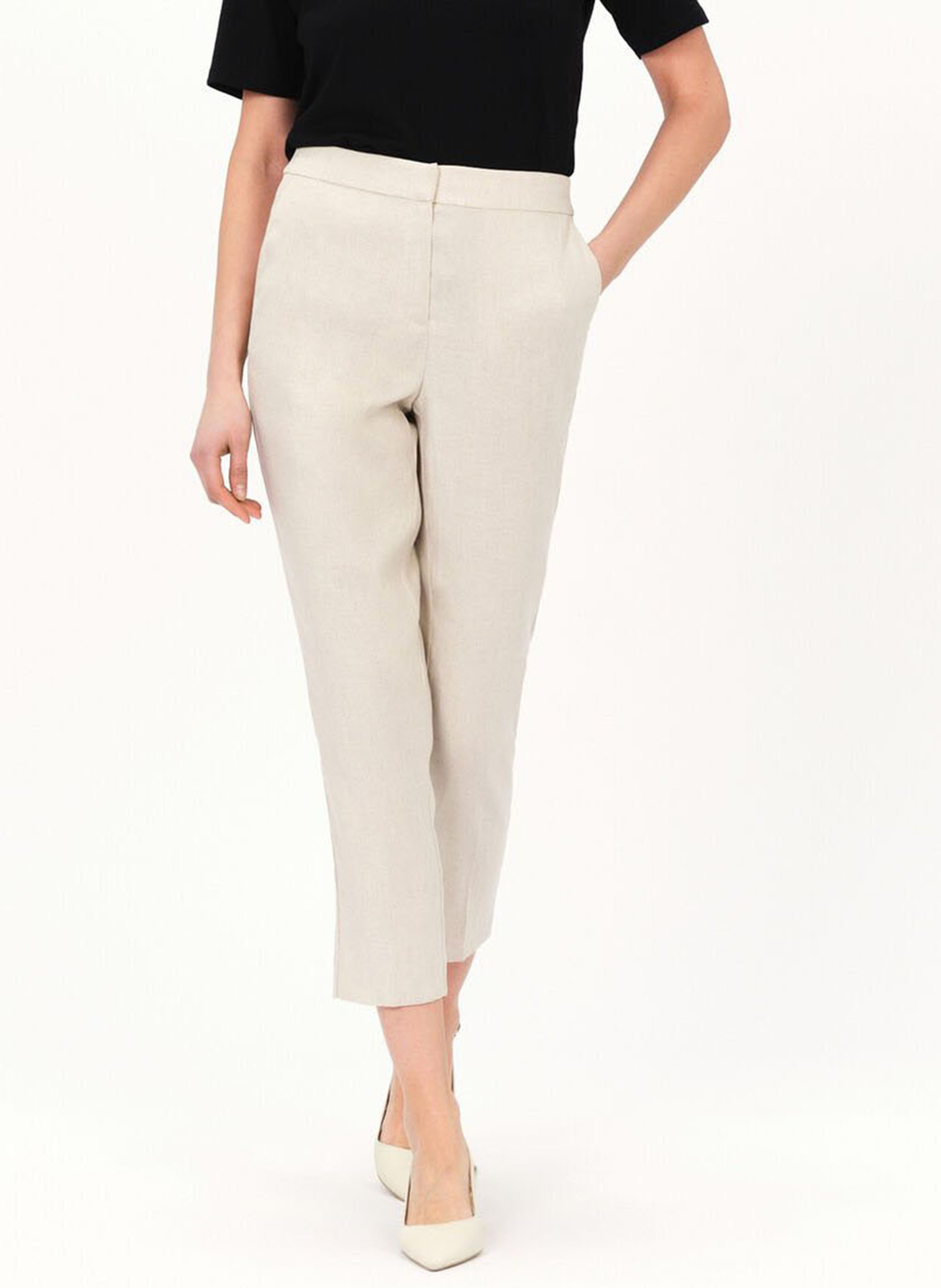 Zigarettenhose aus Leinen-Mix CAROLL Beige