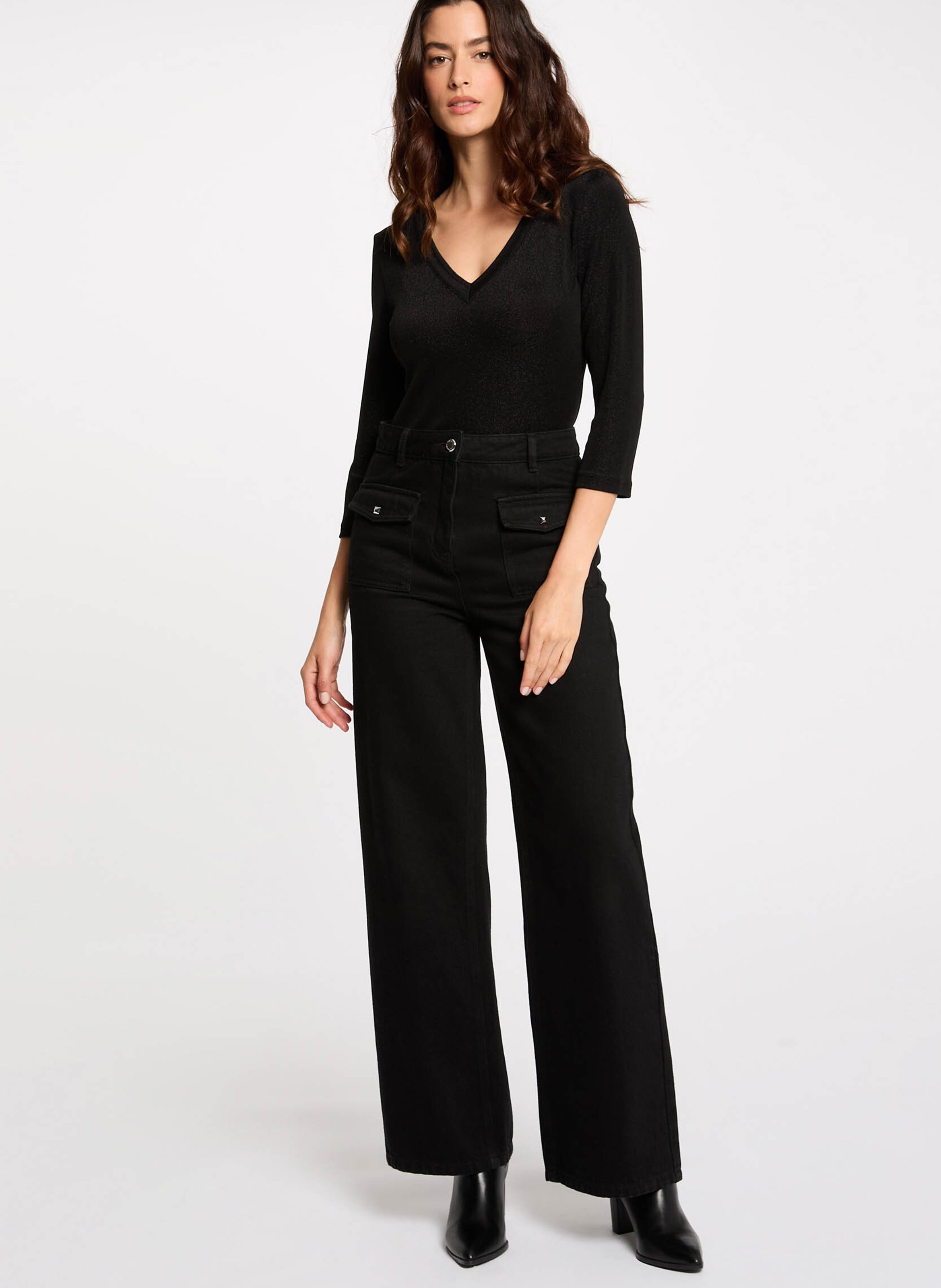 Top col V MORGAN Noir