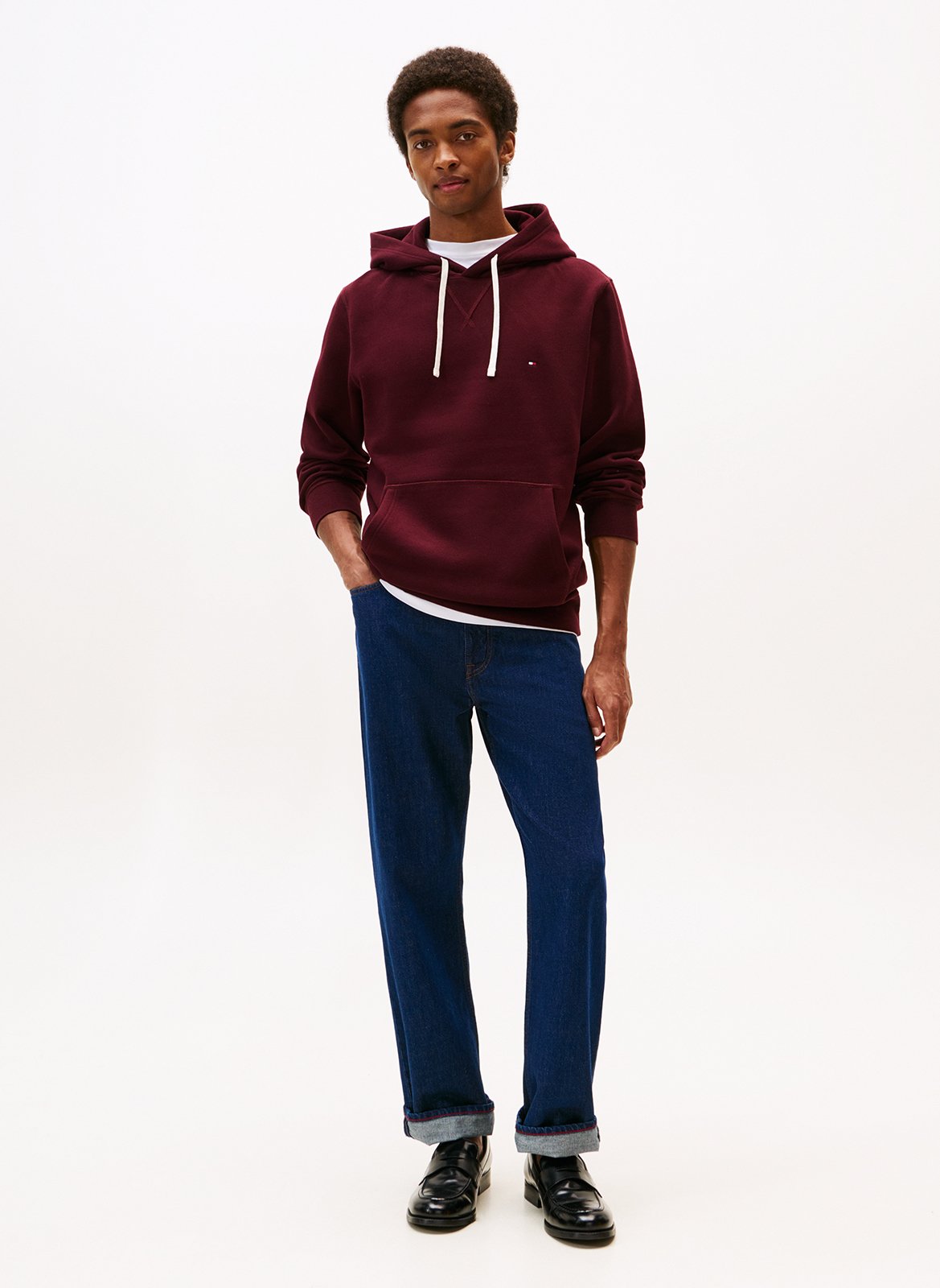 Cotton-blend hooded sweatshirt TOMMY HILFIGER Plums