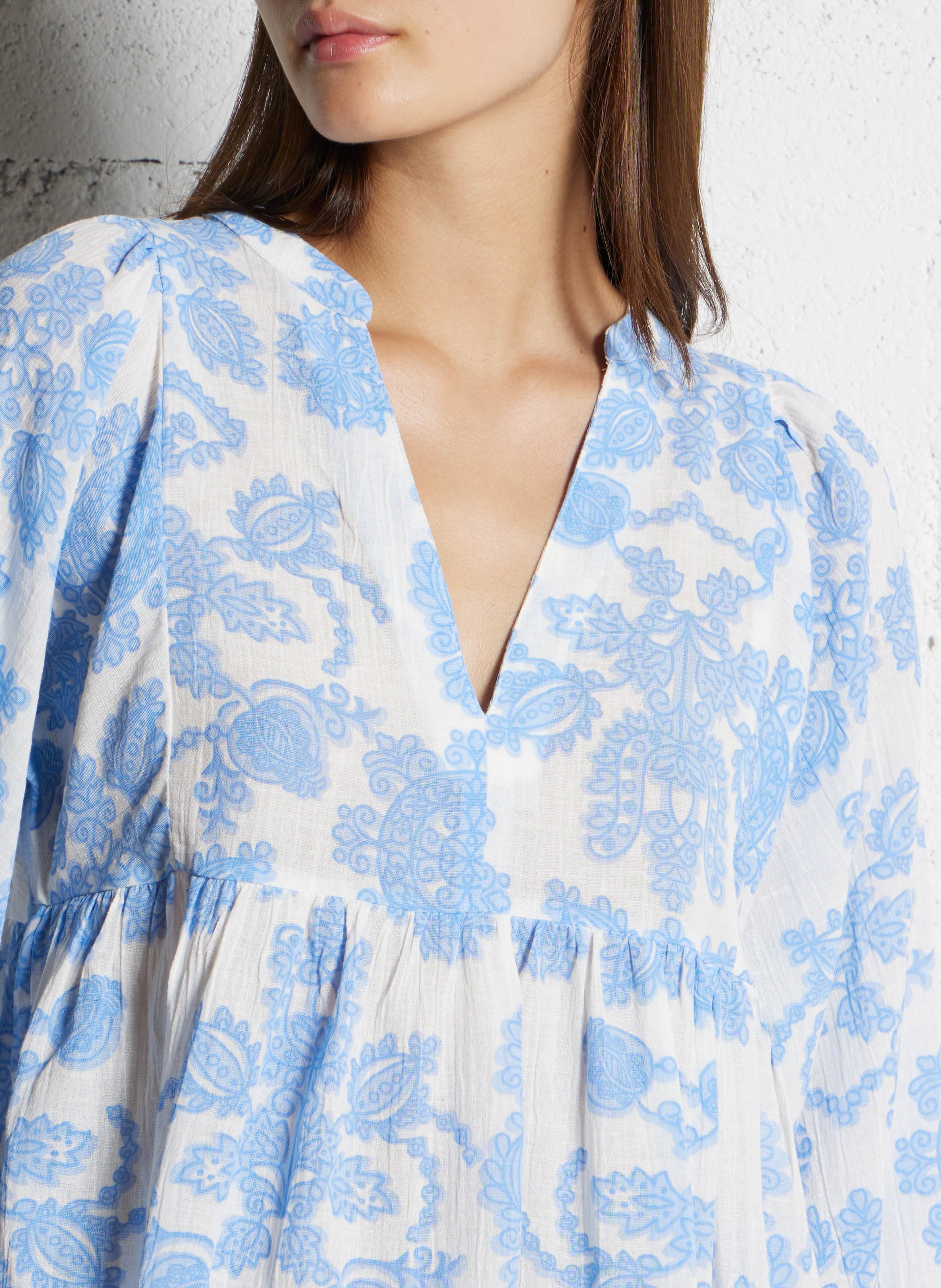 Fanny Juliette printed round-neck short dress MAISON 123 Blue