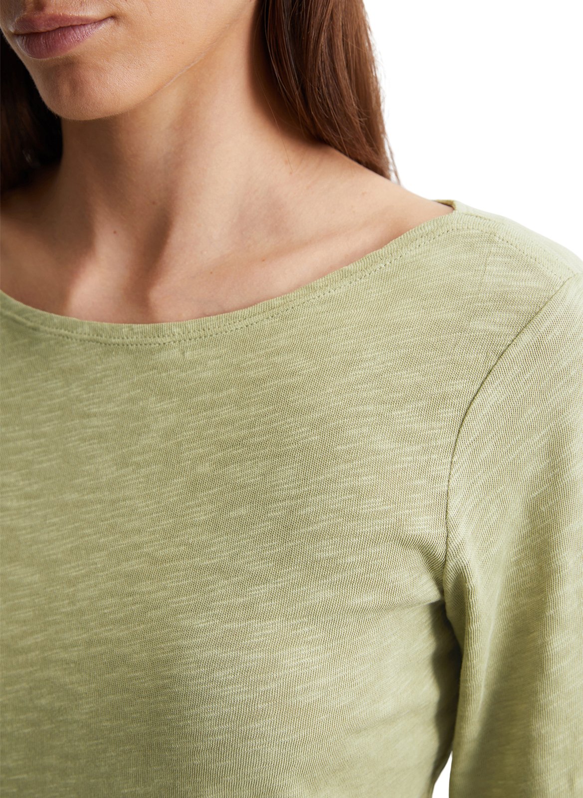 Camiseta de algodón con cuello barco MARC O'POLO Verde