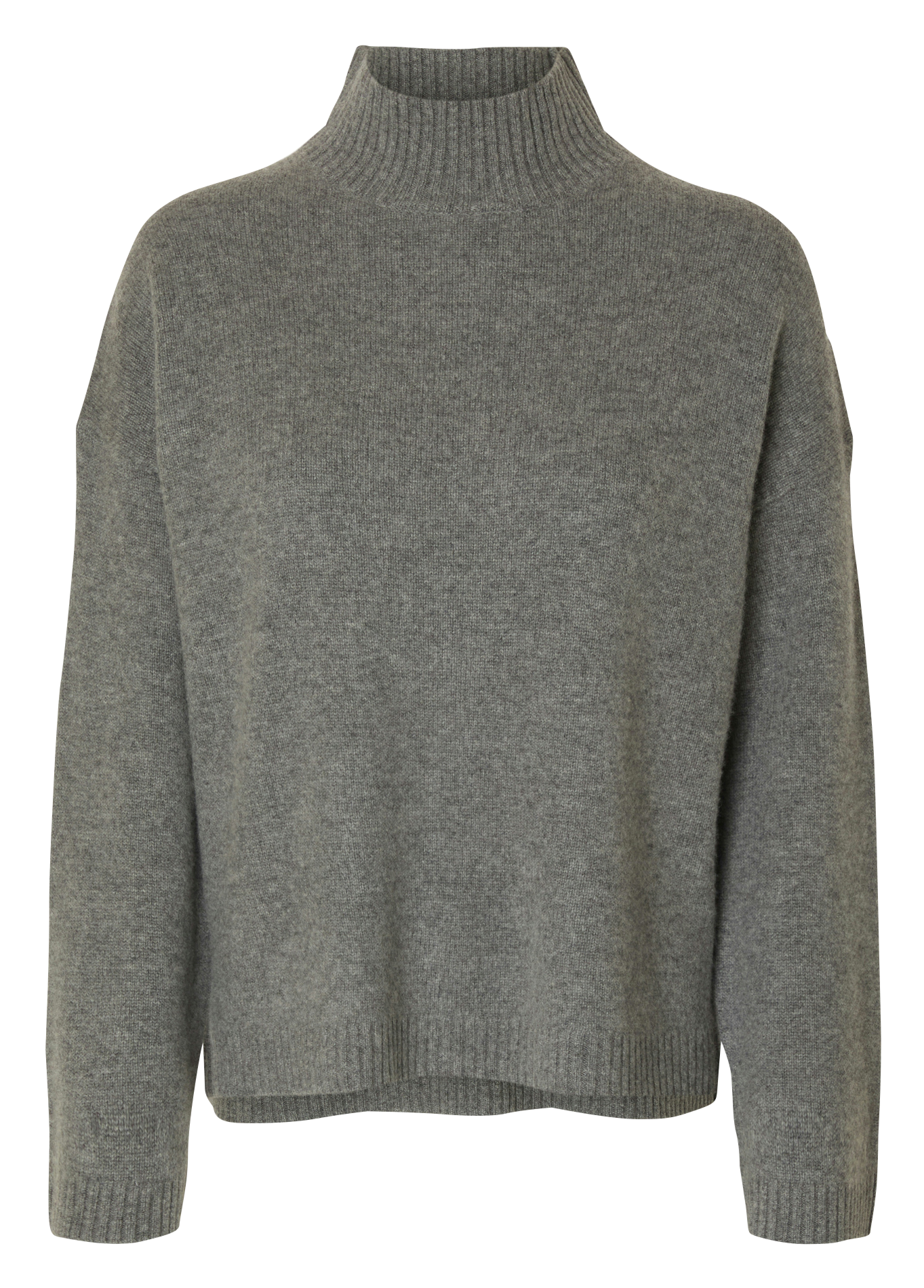 Pull droit en laine et cachemire mélangé SELECTED Gris