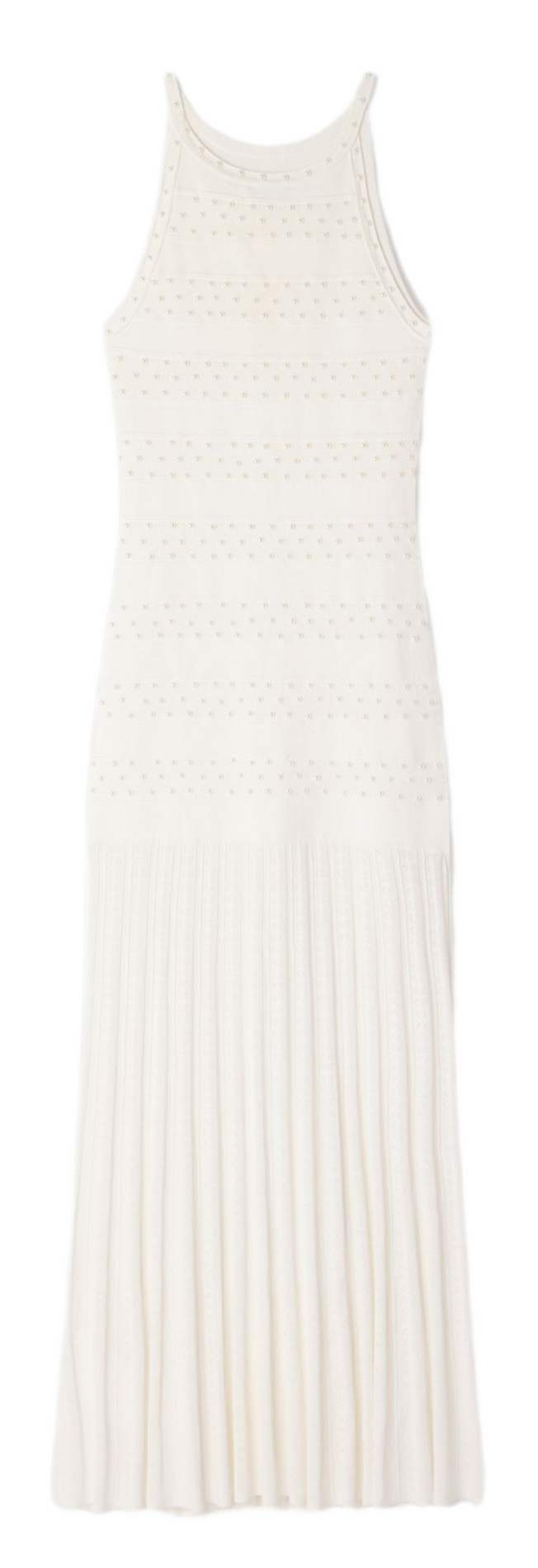 Lange uitlopende jurk met ronde hals SANDRO Wit