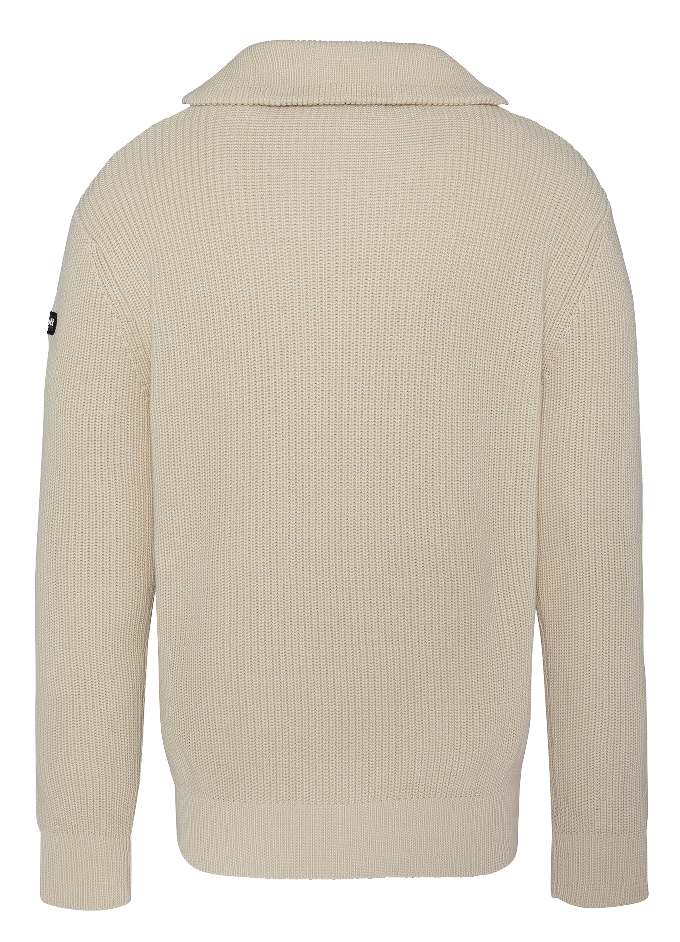 Regular-fit cotton sweater with zip-up neck SCHOTT White