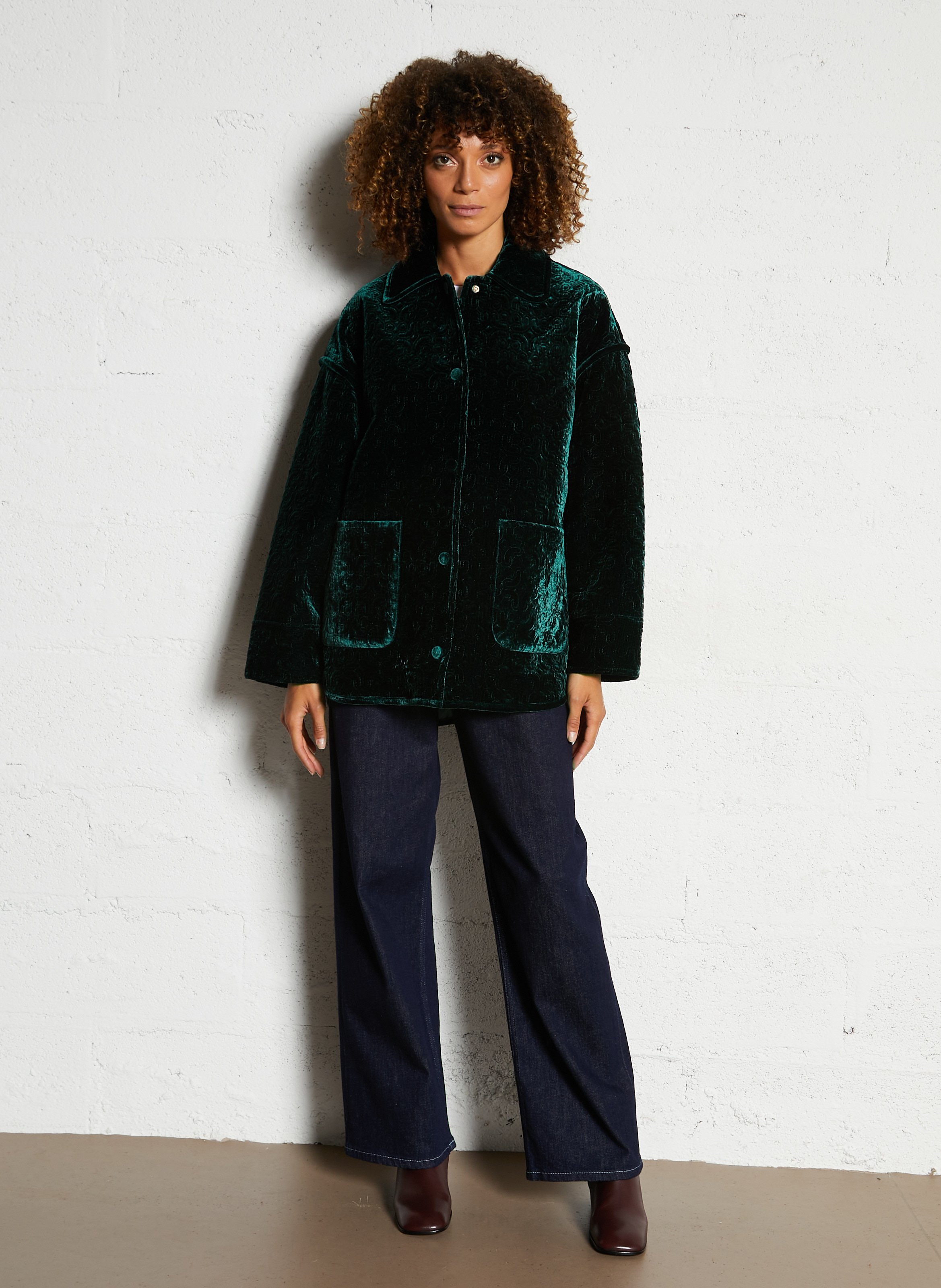 Jas met klassieke kraag MOMONI Groen