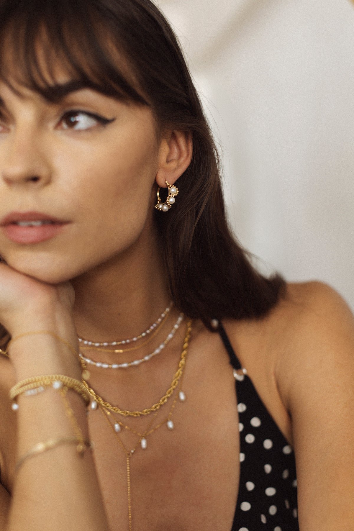 Mira pearl creole earrings YAY Golden