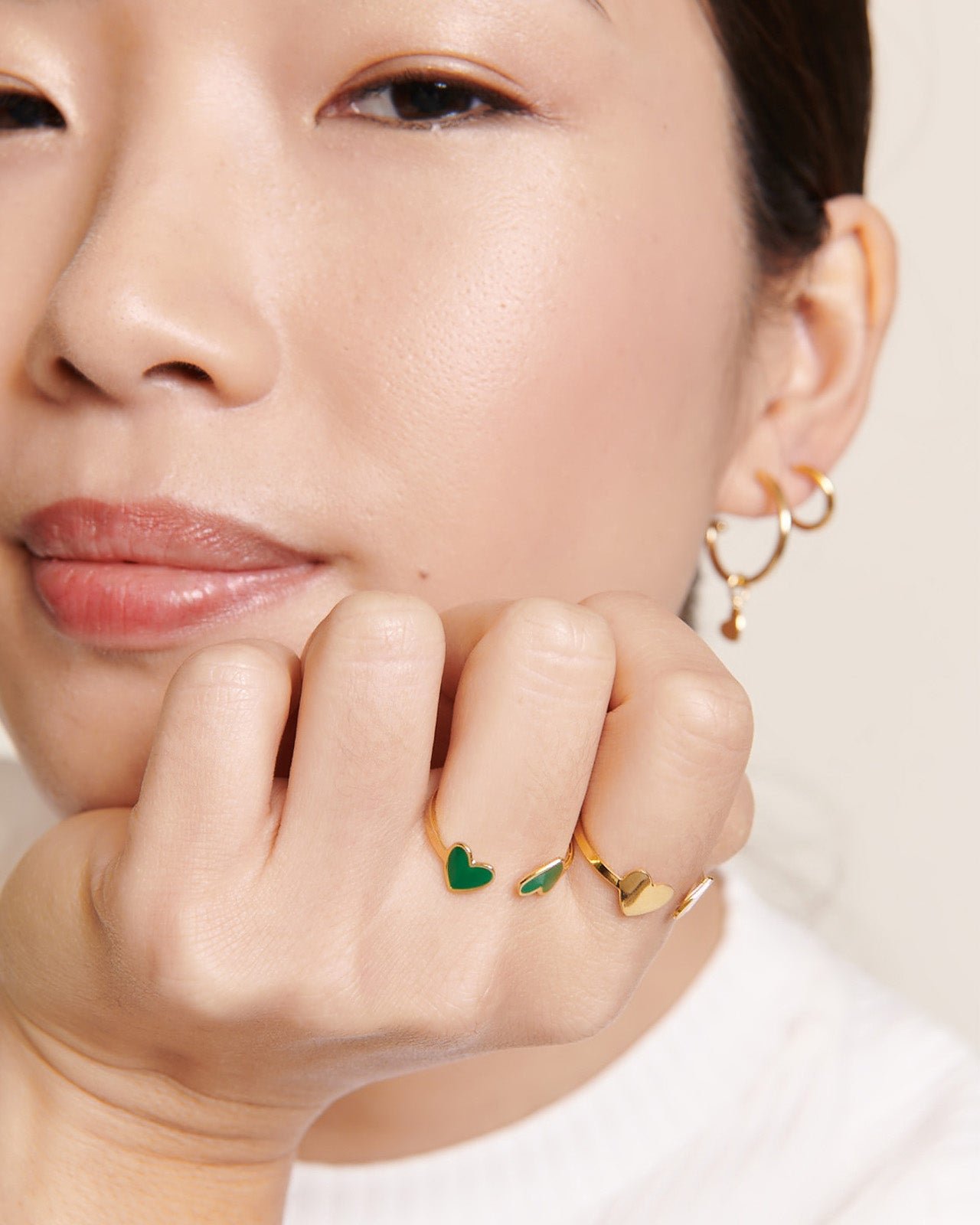 The double heart ring EMOI EMOI Golden