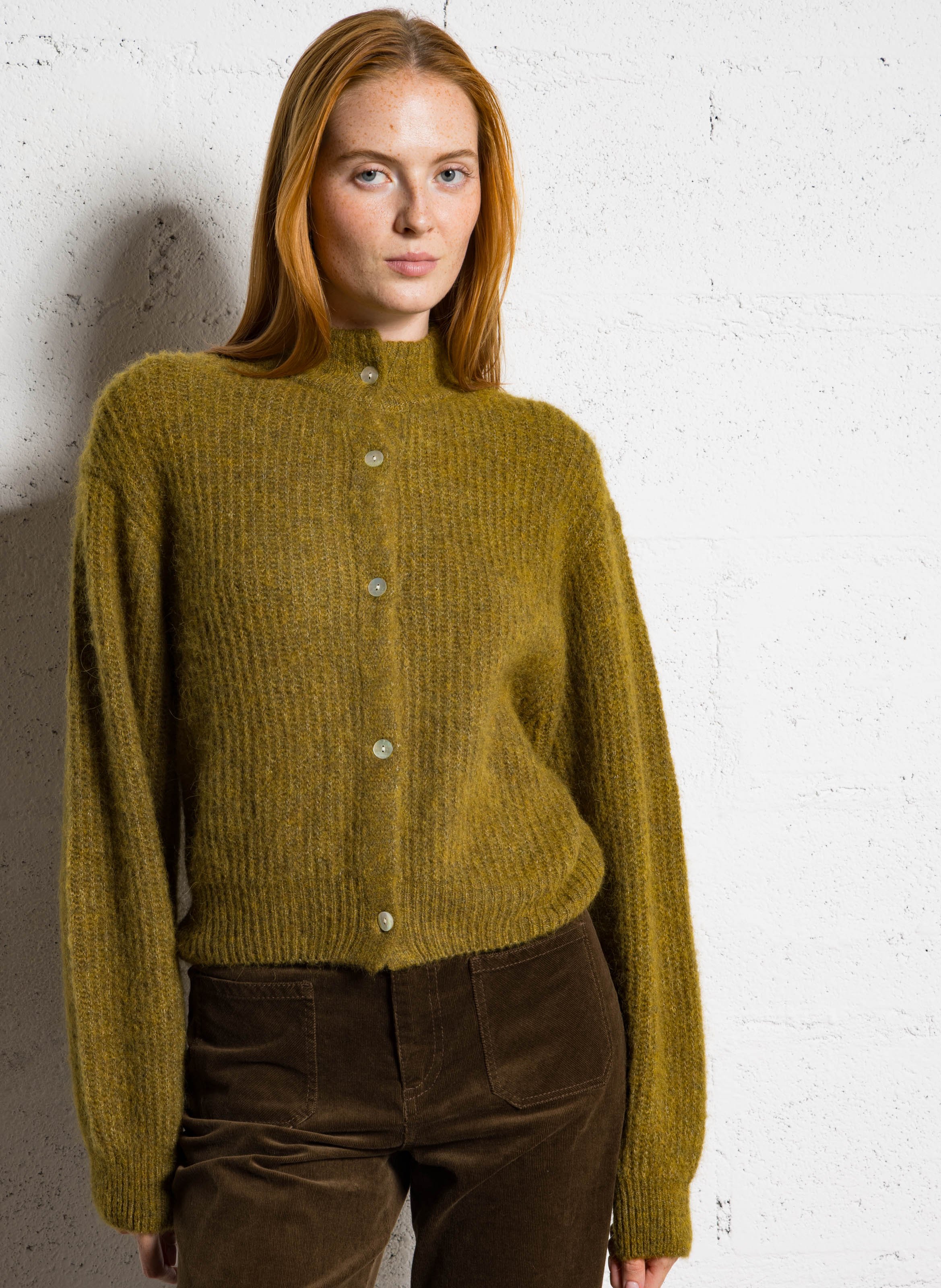 Gilet oversize col montant en maille AMERICAN VINTAGE