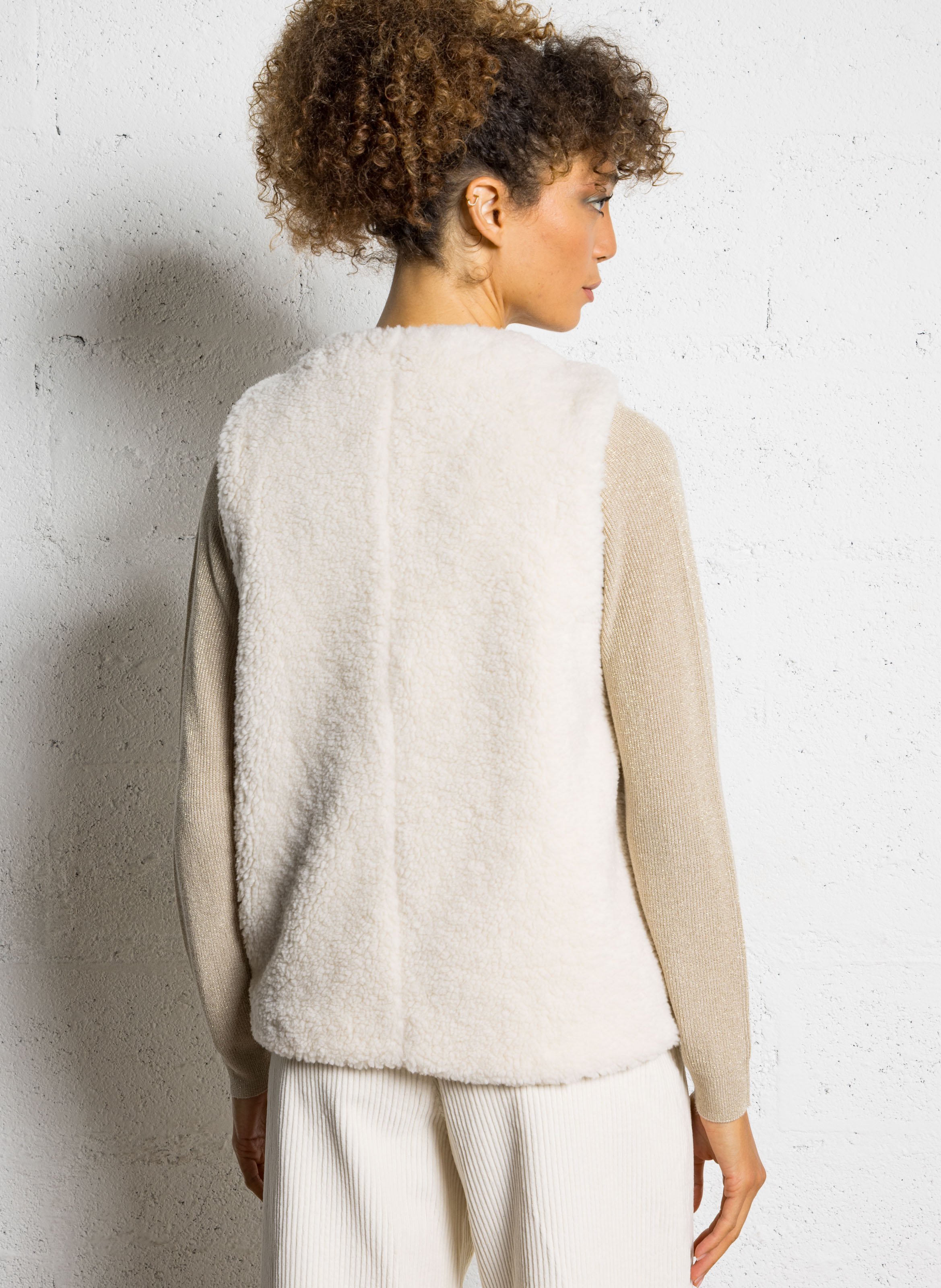 Jacke mit Rundhalsausschnitt und Pelzeffekt SUD EXPRESS Weiss