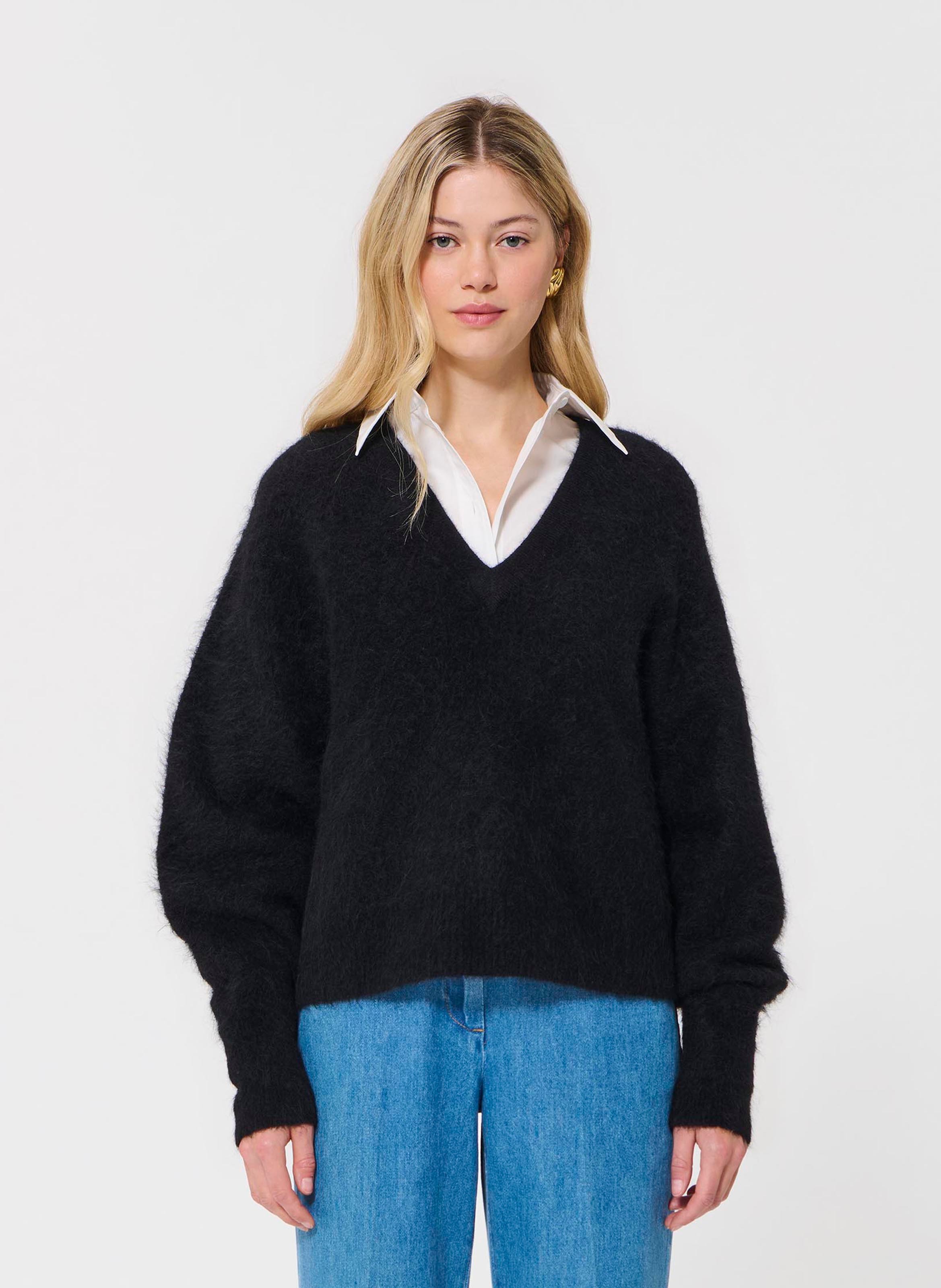 Pull col v en laine TARA JARMON Noir