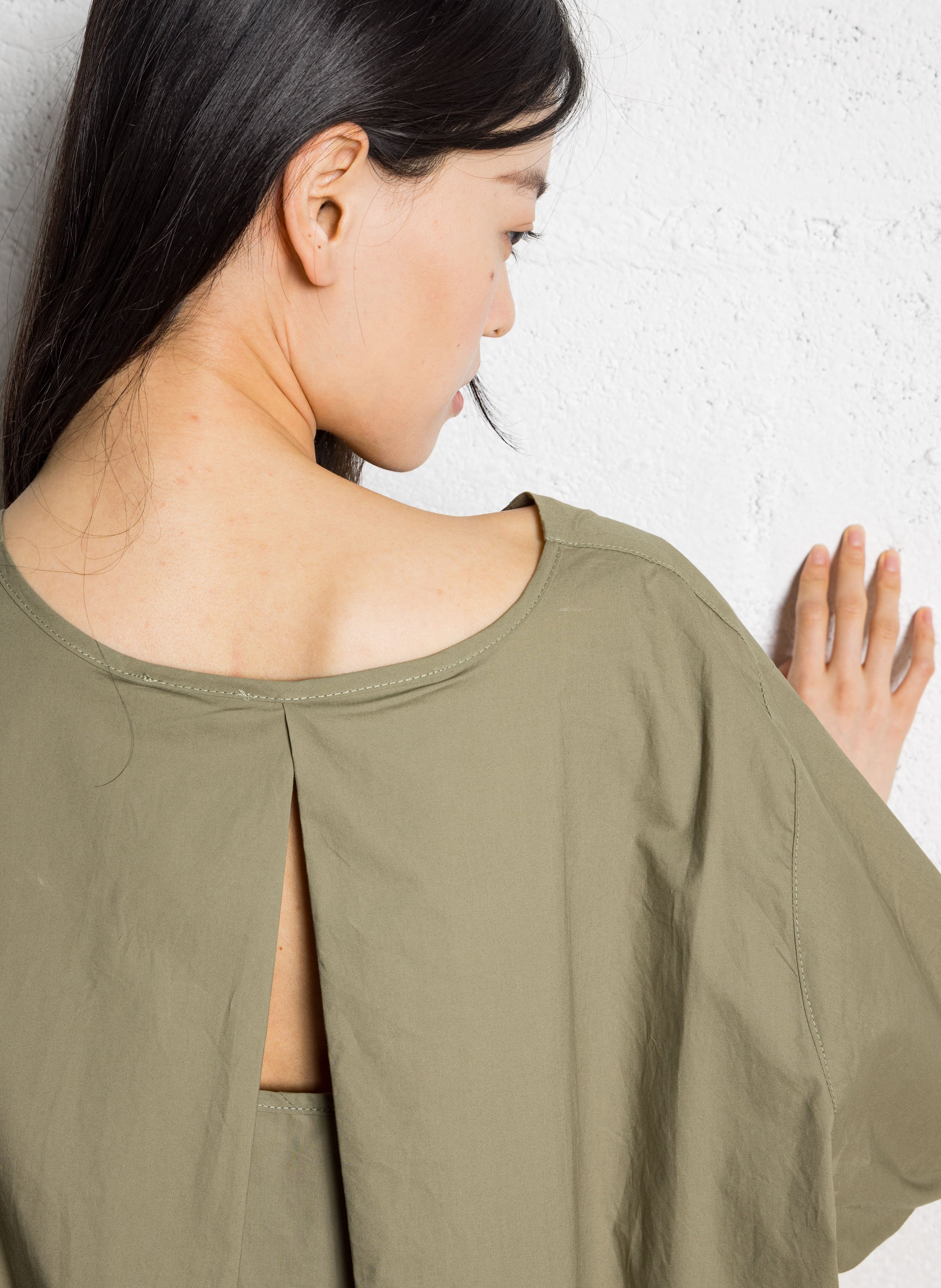 Robe ample col V en coton JC SOPHIE Vert