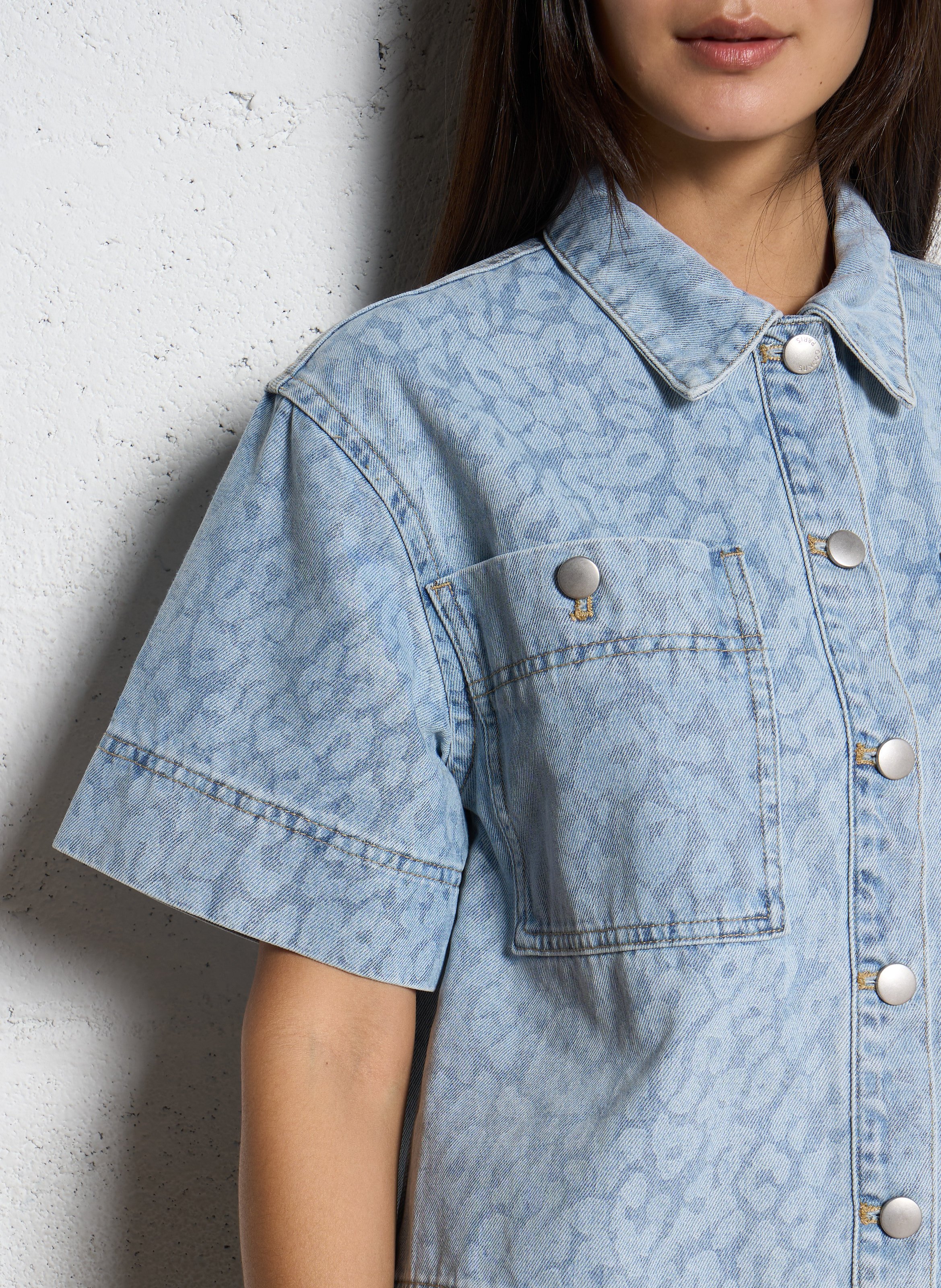 Chemise ample en denim jacquard SUNCOO Bleu