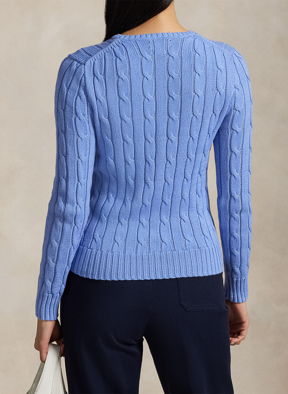 Pull moulant col rond en coton POLO RALPH LAUREN Bleu