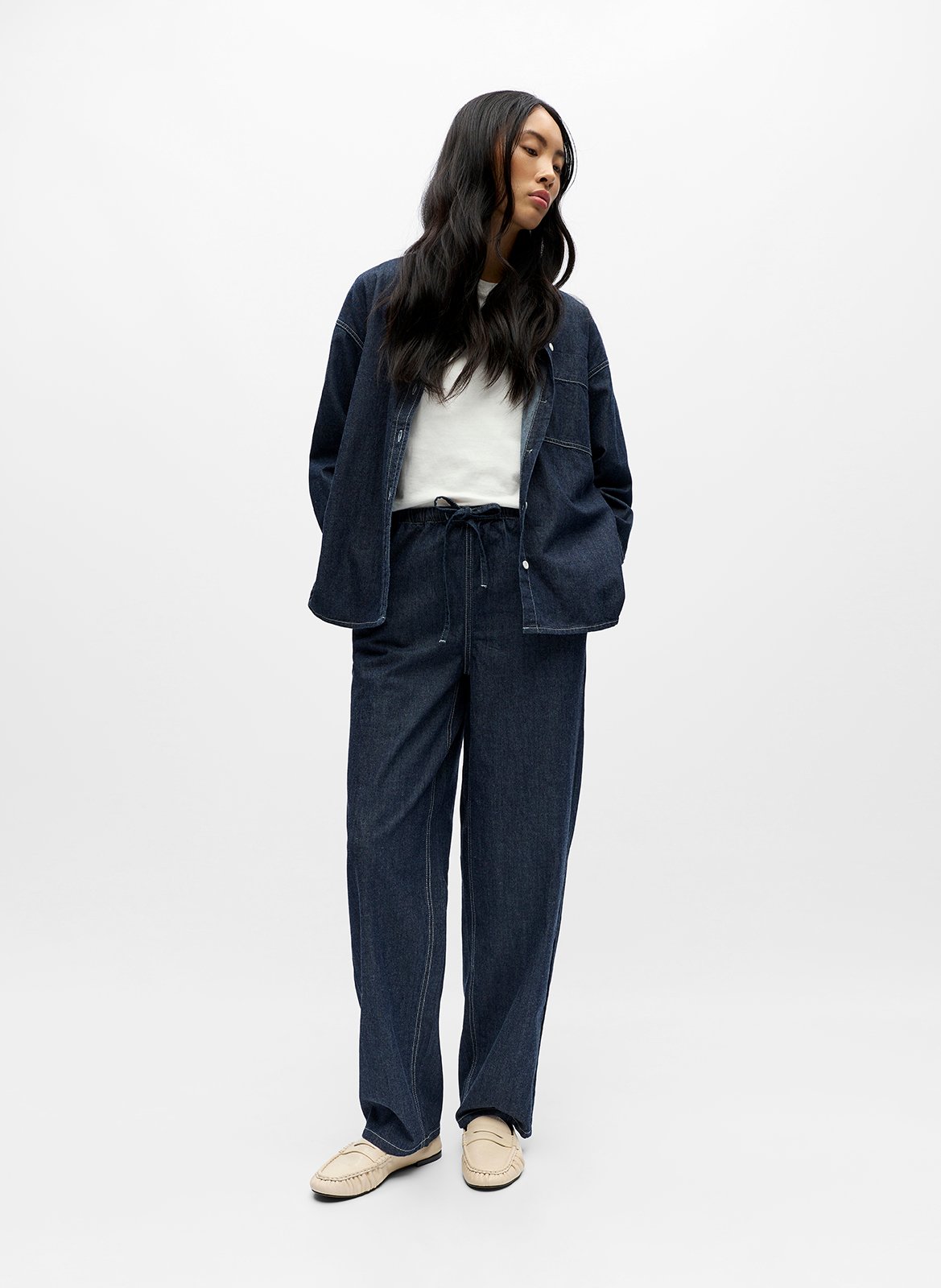 Pantalon droit en coton bio et coton OBJECT Bleu