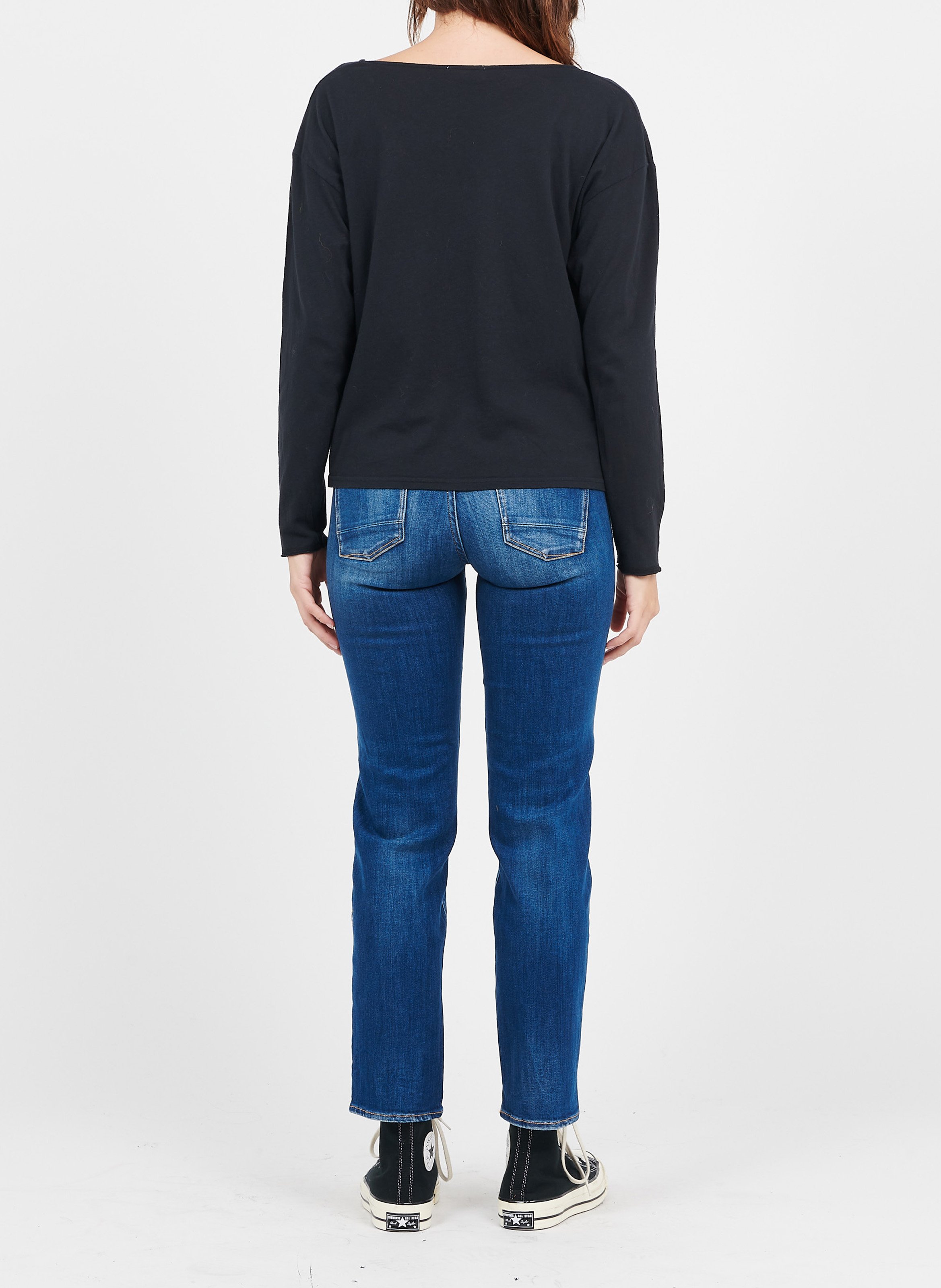 Tee-shirt ample à col bateau en coton  AMERICAN VINTAGE Noir