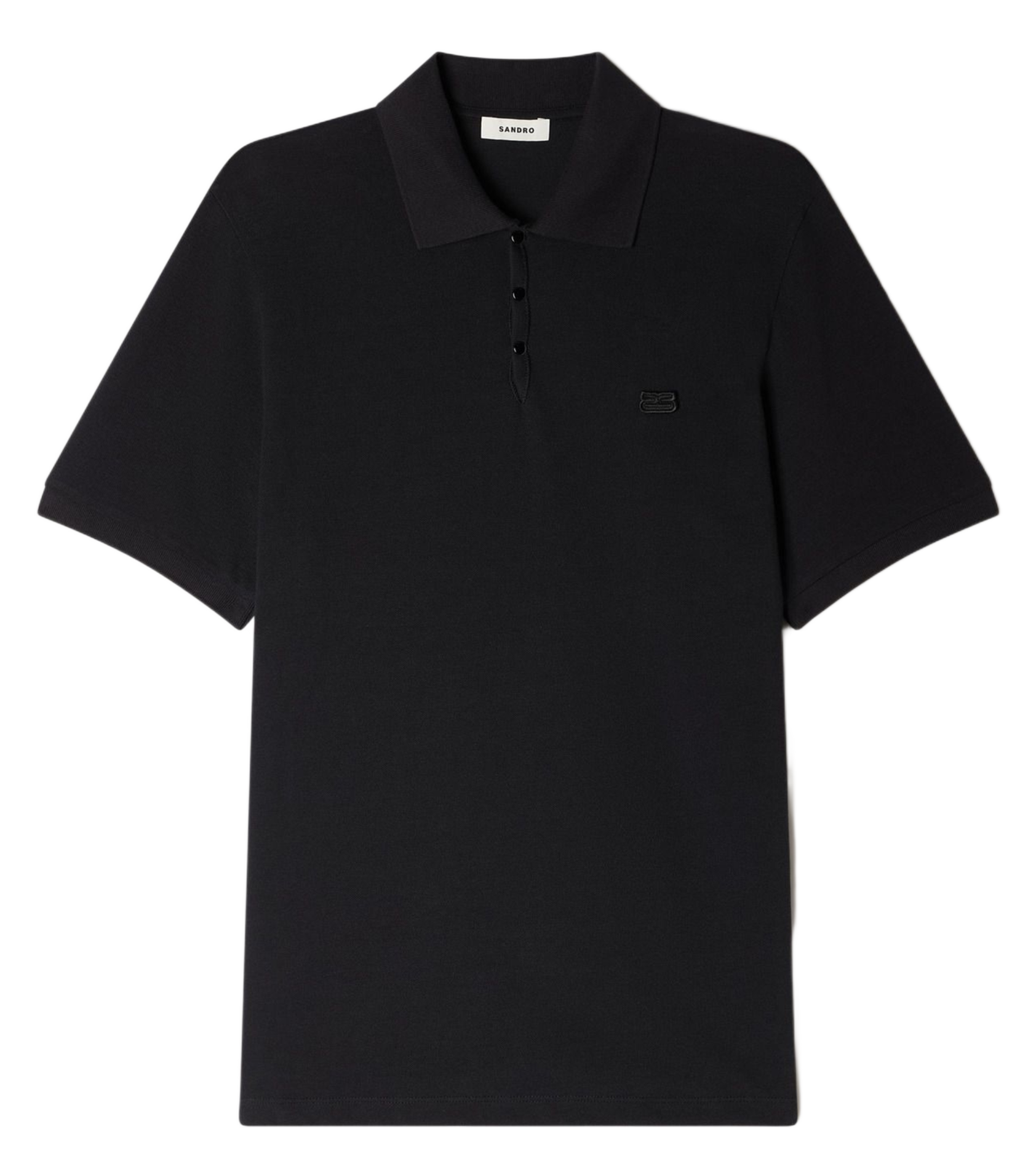 Polo droit en coton Noir