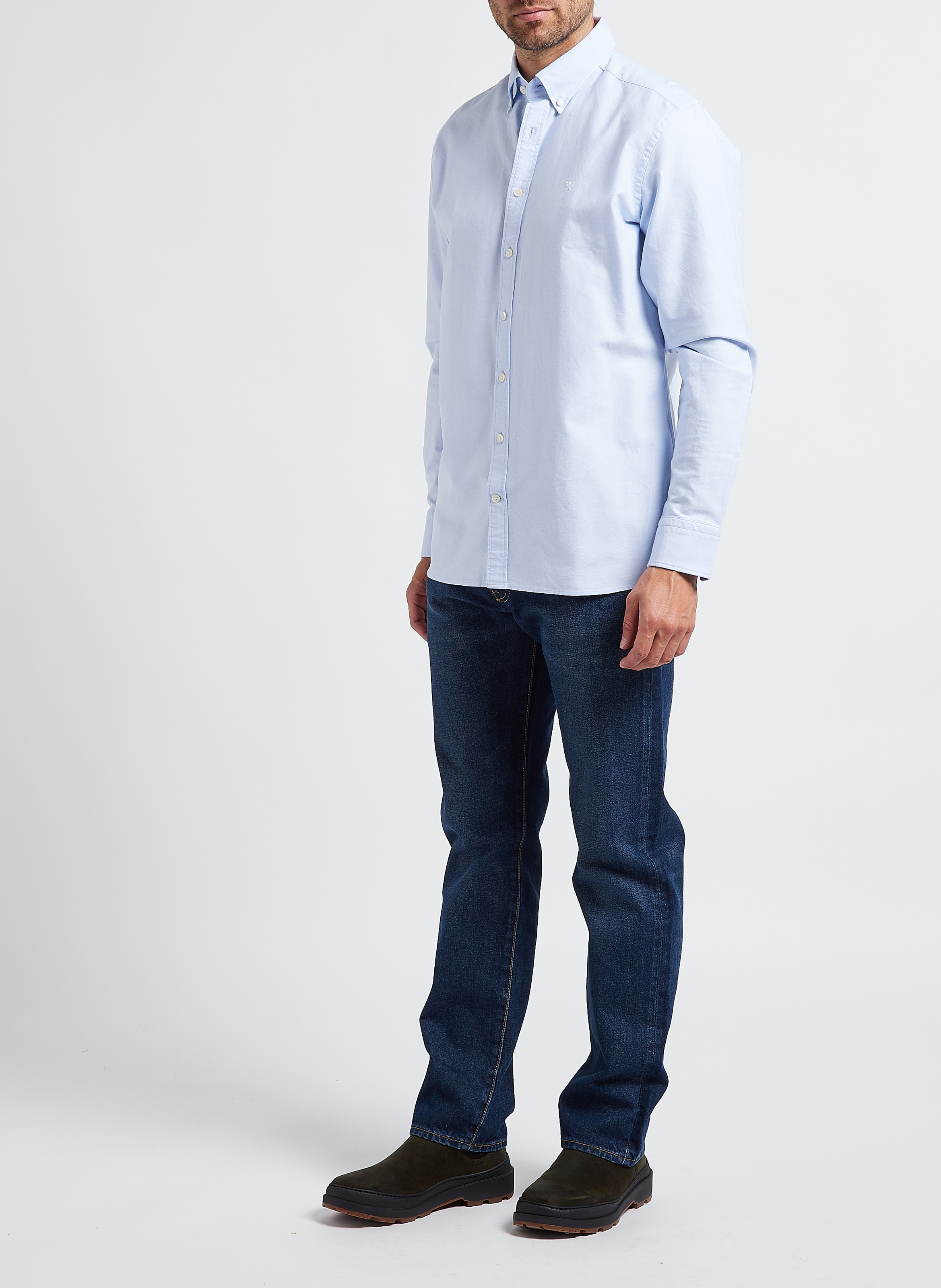 Katoenen blouse met klassieke kraag HACKETT Blauw