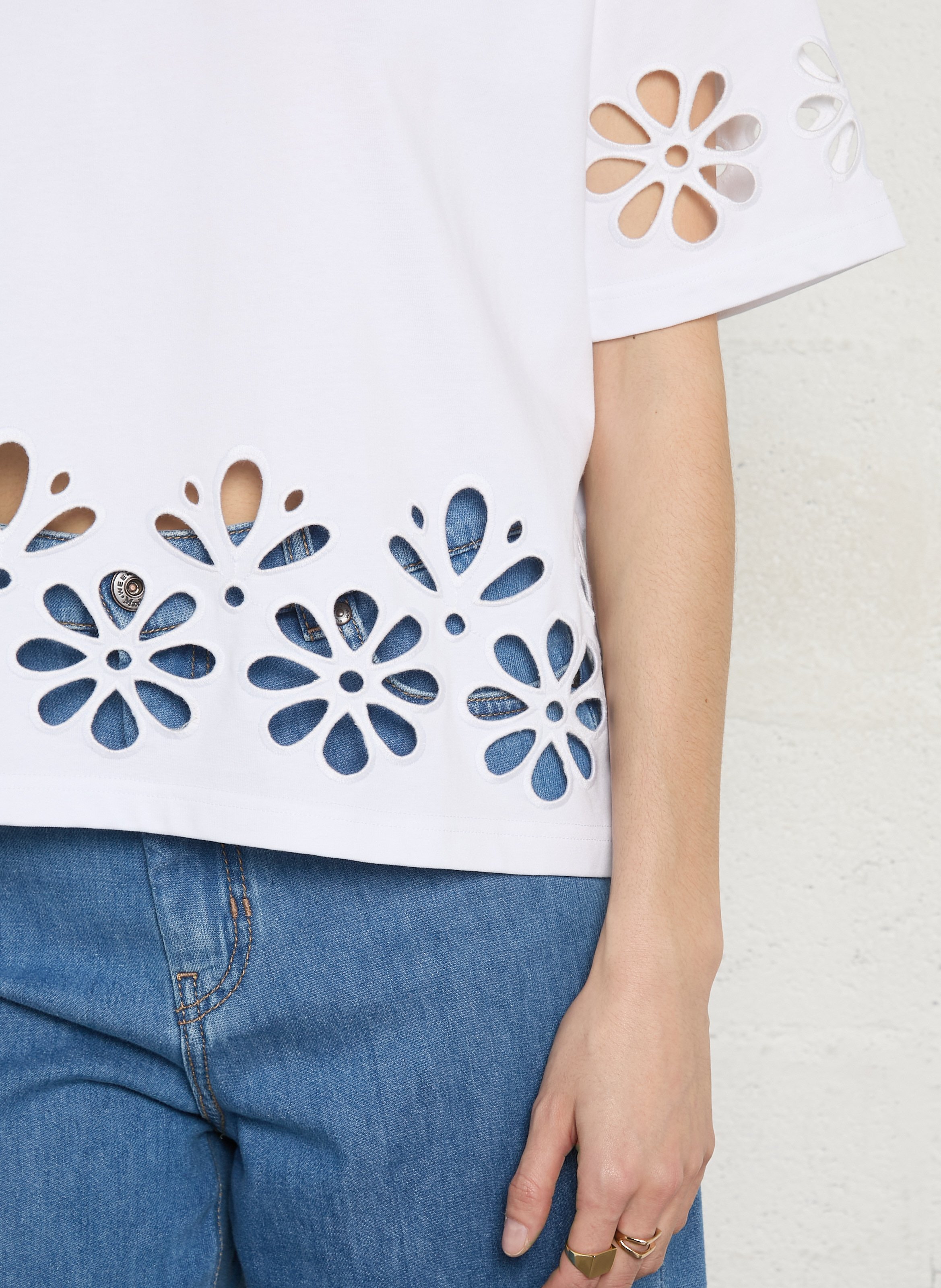 Oversized, katoenen T-shirt met ronde hals BERENICE Wit