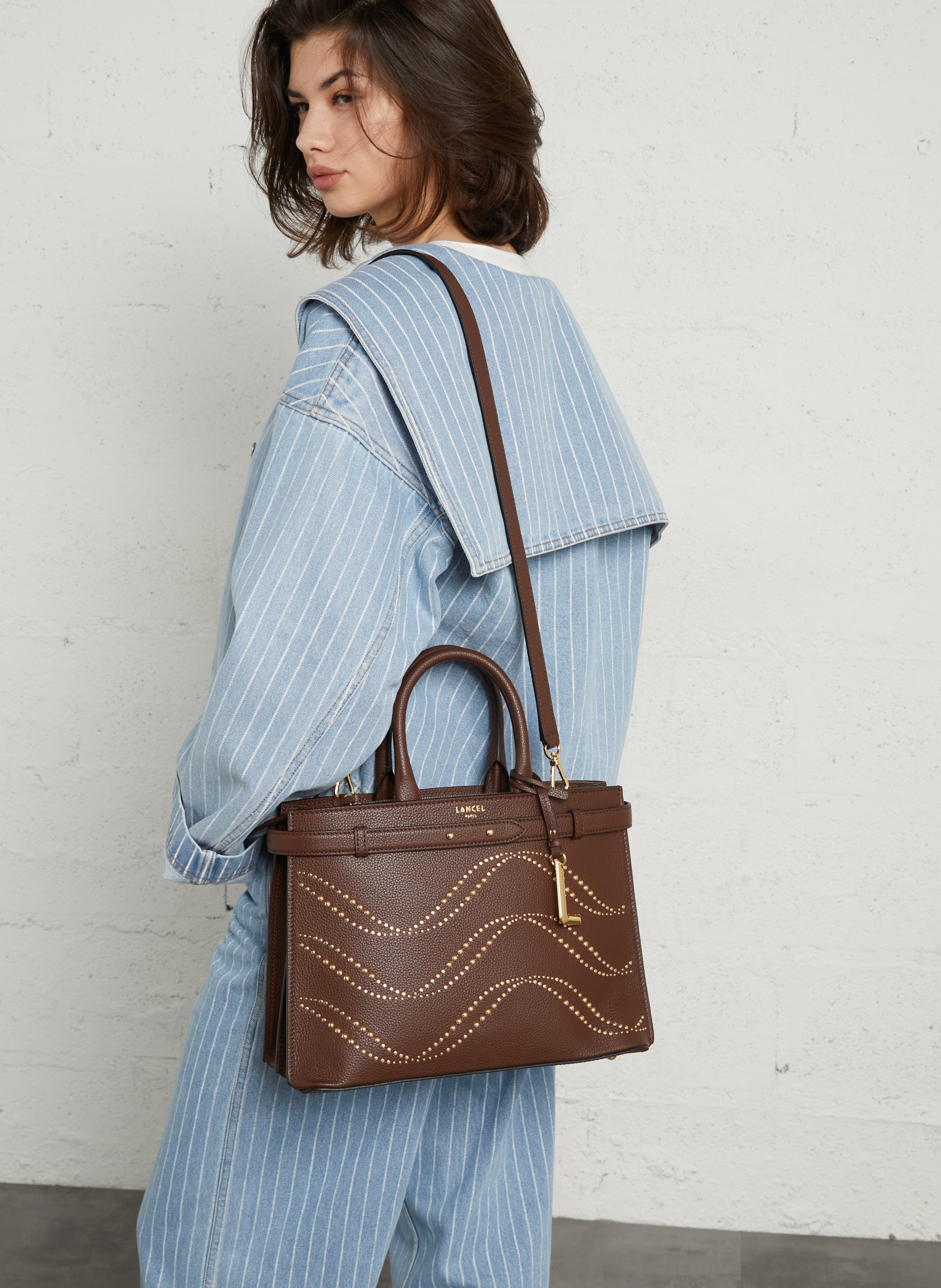 Handtasche mit Strass aus Leder LANCEL Braun