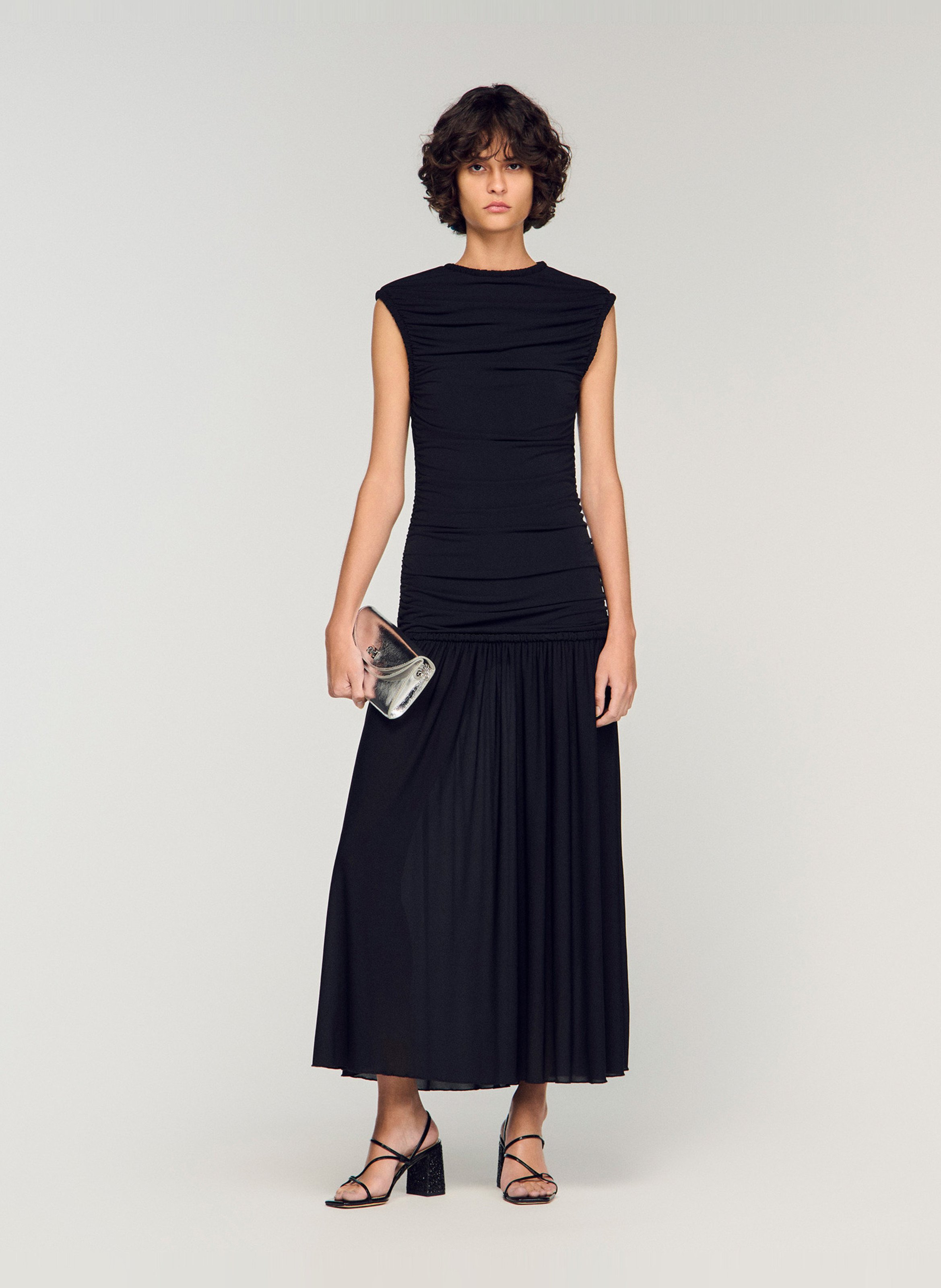 Robe longue col rond SANDRO Noir