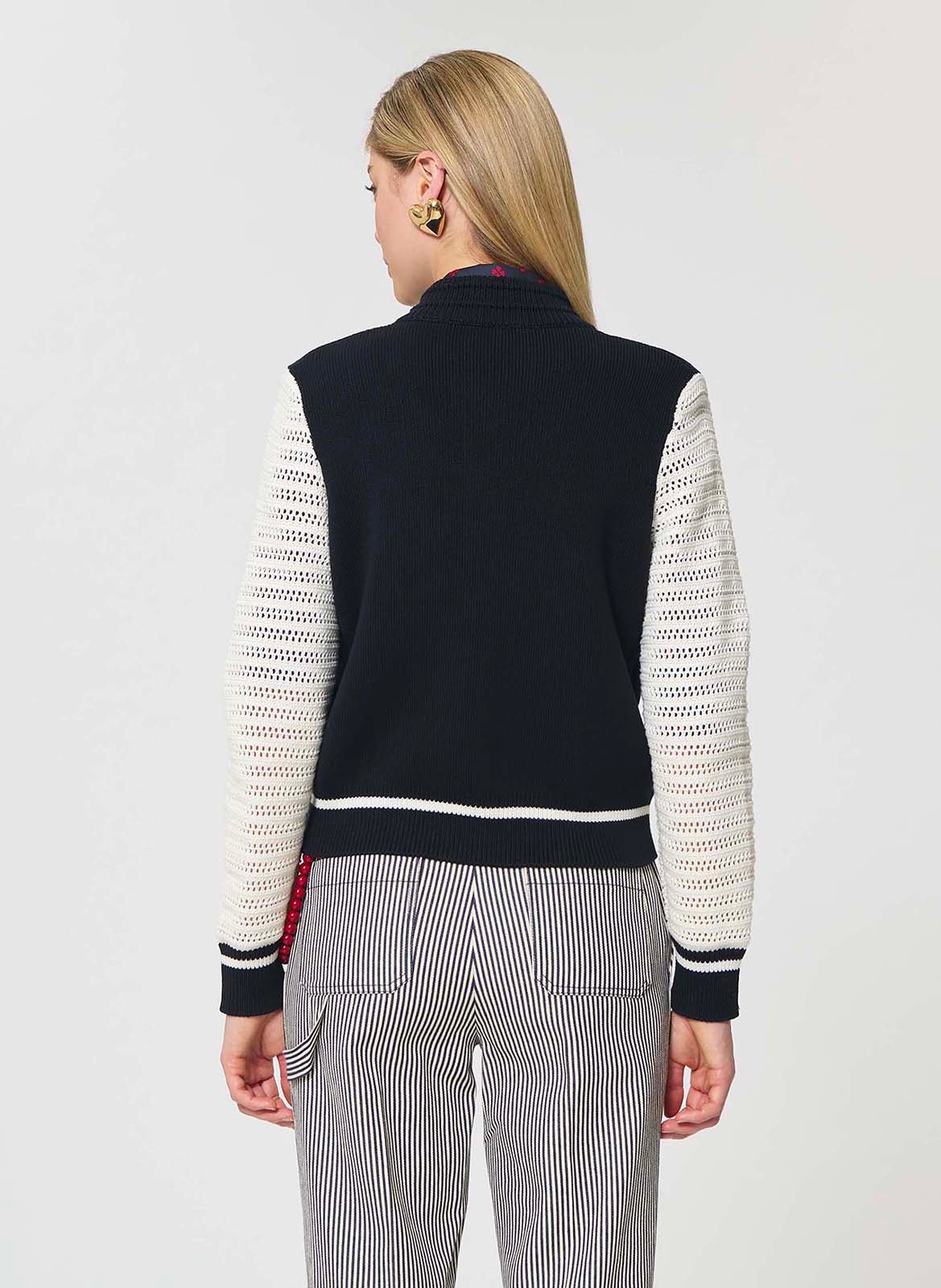 Gilet droit à manches ajourées TARA JARMON Bleu