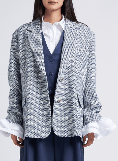 Veste col tailleur jacquard en coton mélangé IMPERIAL Multicolore