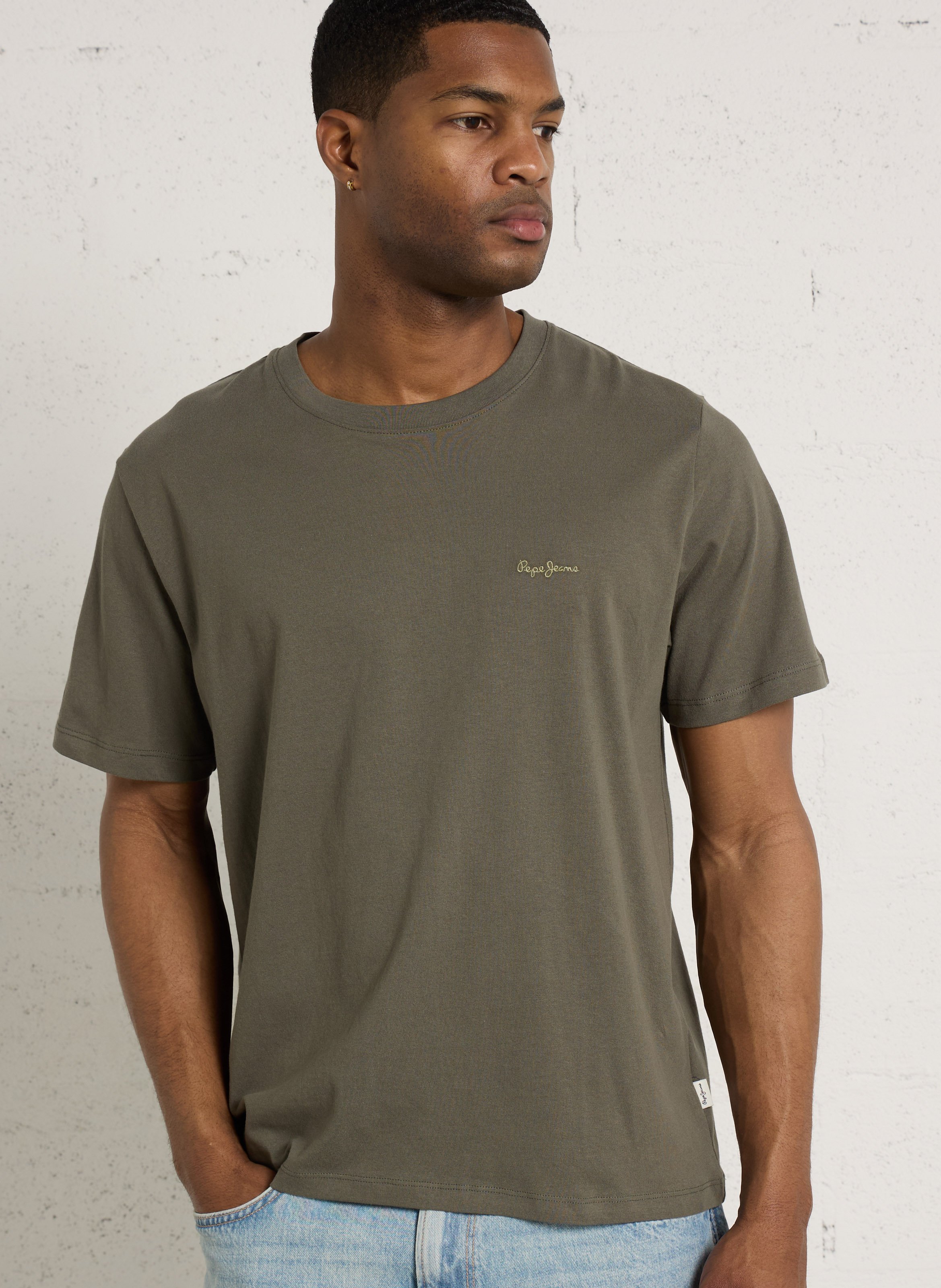 Tee-shirt en coton col rond PEPE JEANS Vert