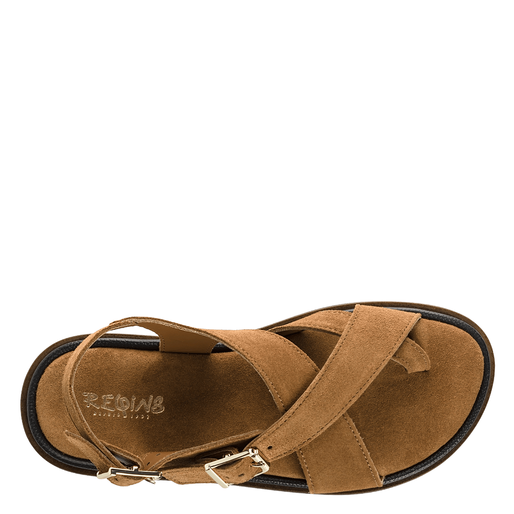 Sandales plates en cuir velours REQINS Marron