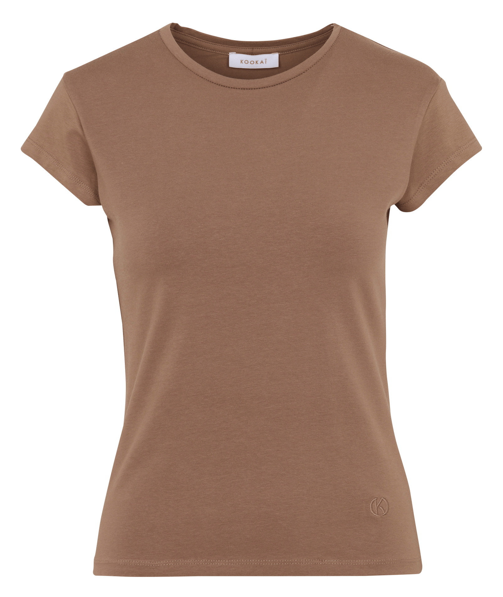 Eng anliegendes T-Shirt mit kurzen Ärmeln in Uni-Farbe KOOKAI Braun