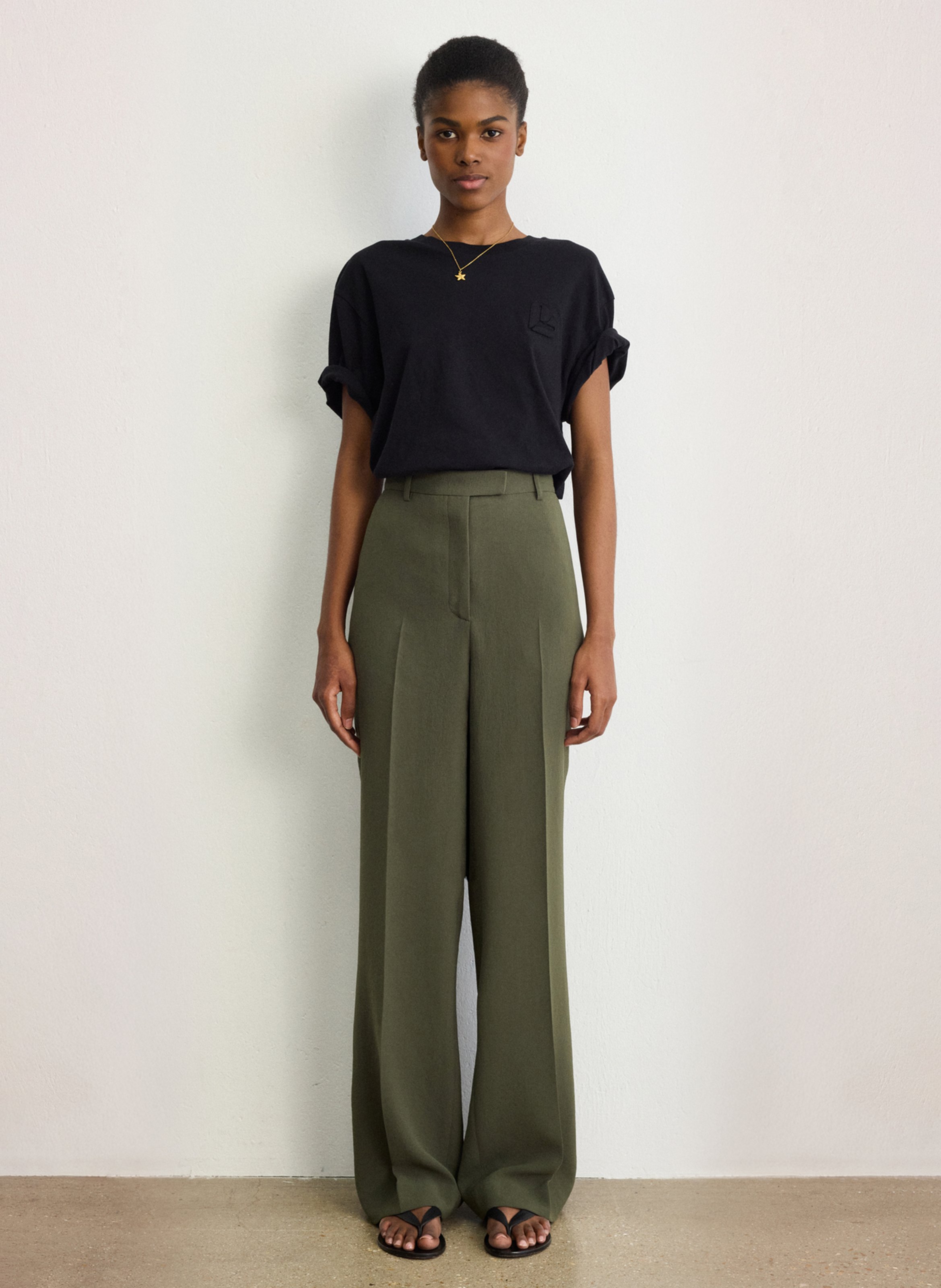 Pantalon large PABLO Kaki