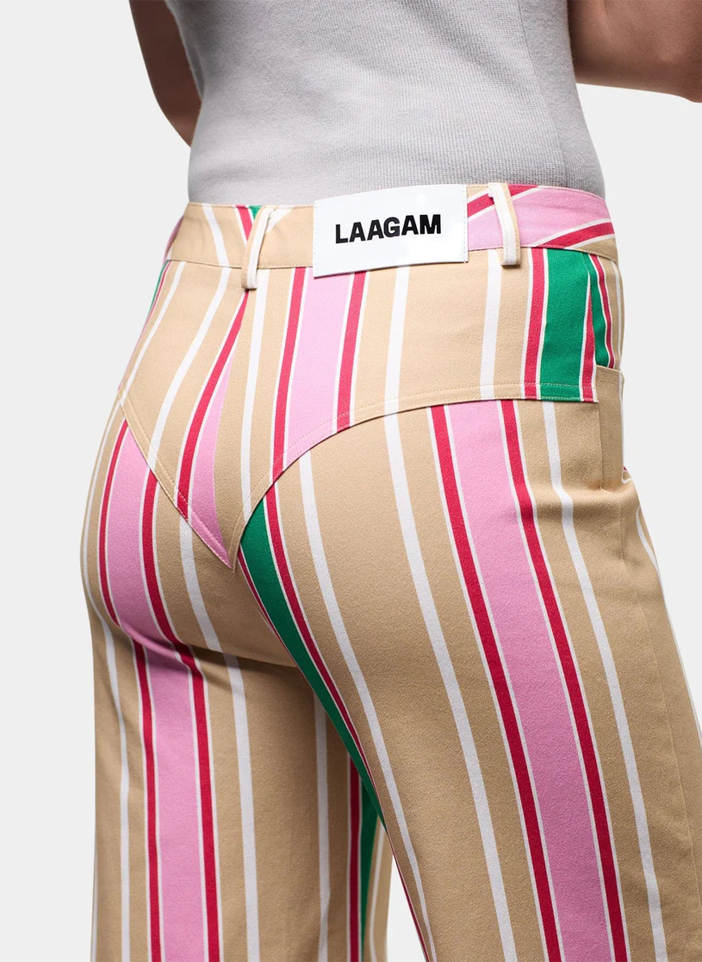 Straight striped cotton pants LAAGAM Brown