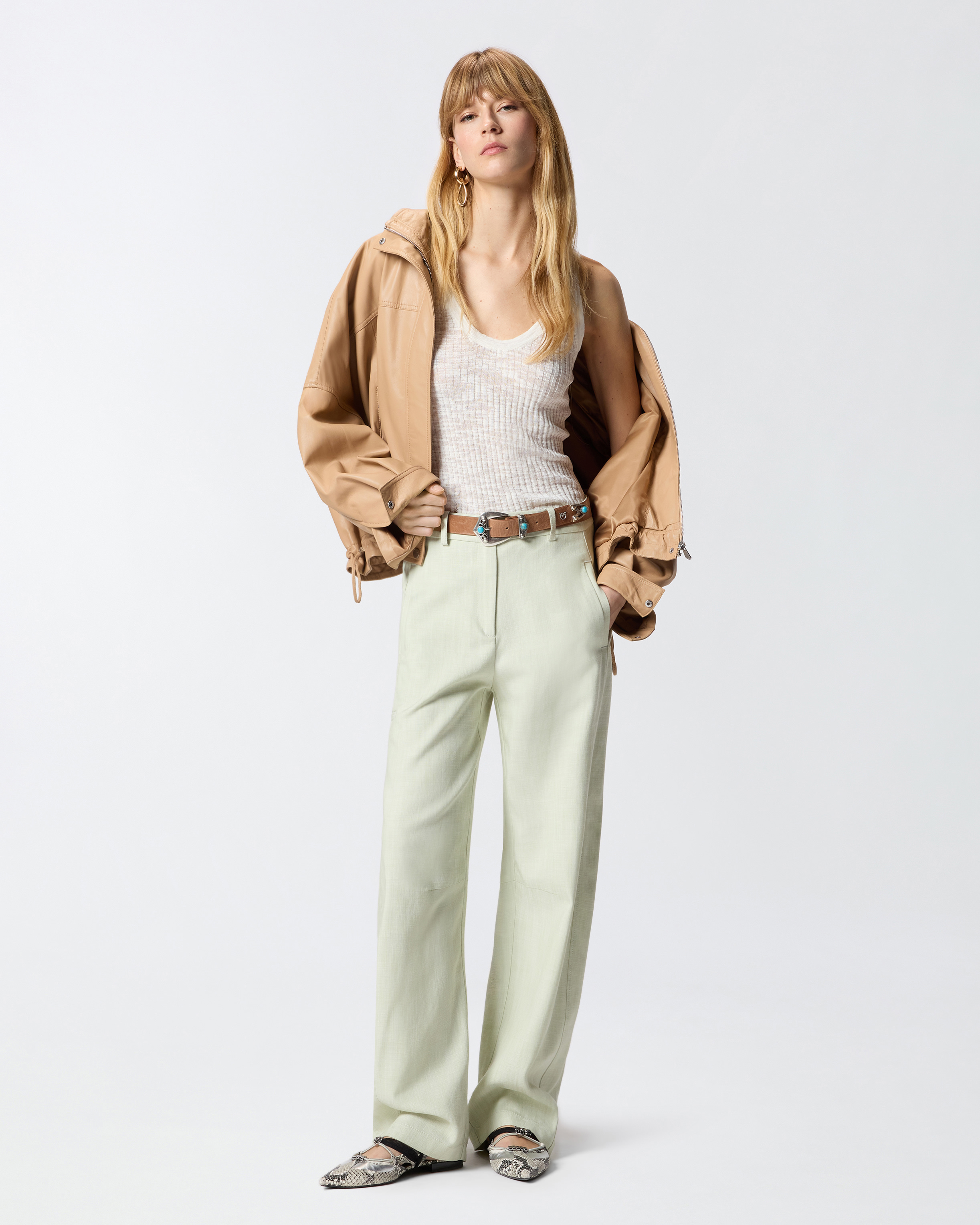 Ribbed logo tank top PINKO White