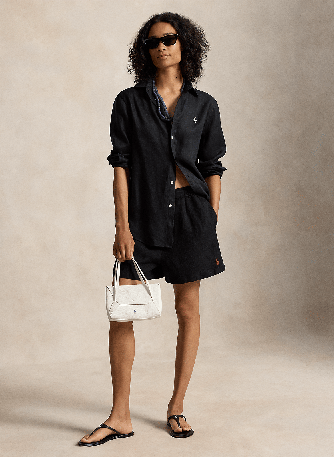 Weite Shorts aus Leinen mit hohem Bund POLO RALPH LAUREN Schwarz