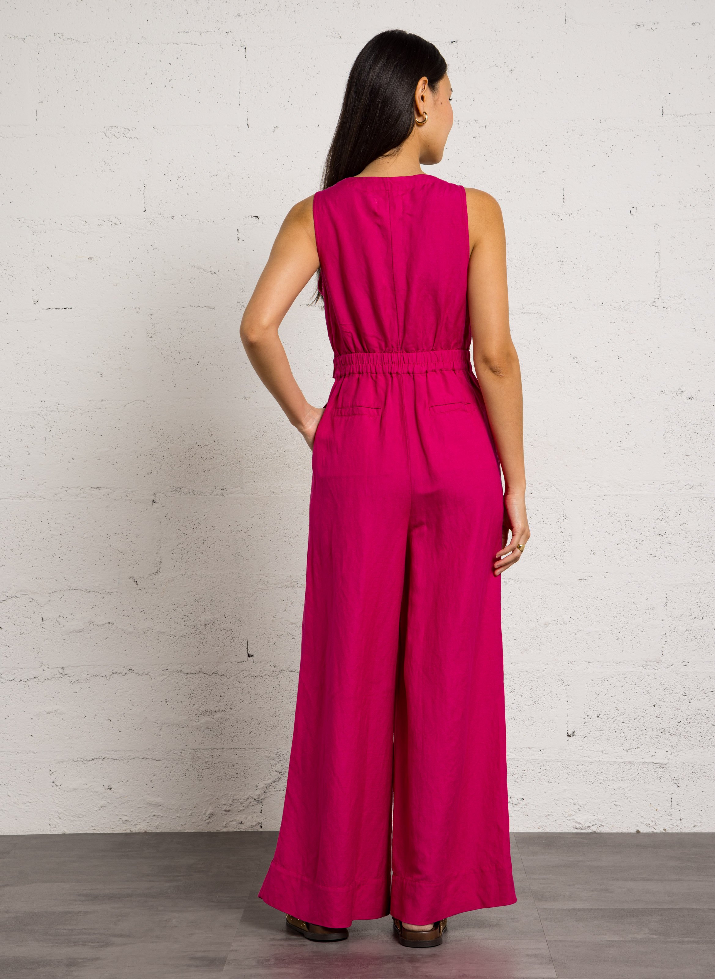 Combinaison col V en lin mélangé DES PETITS HAUTS Rose