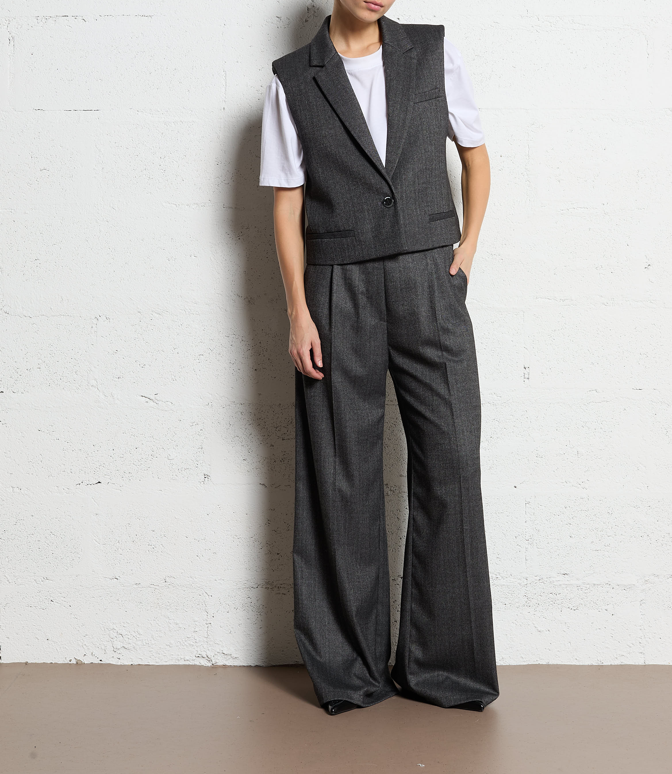 Straight blazer with lapel collar IMPERIAL Grey