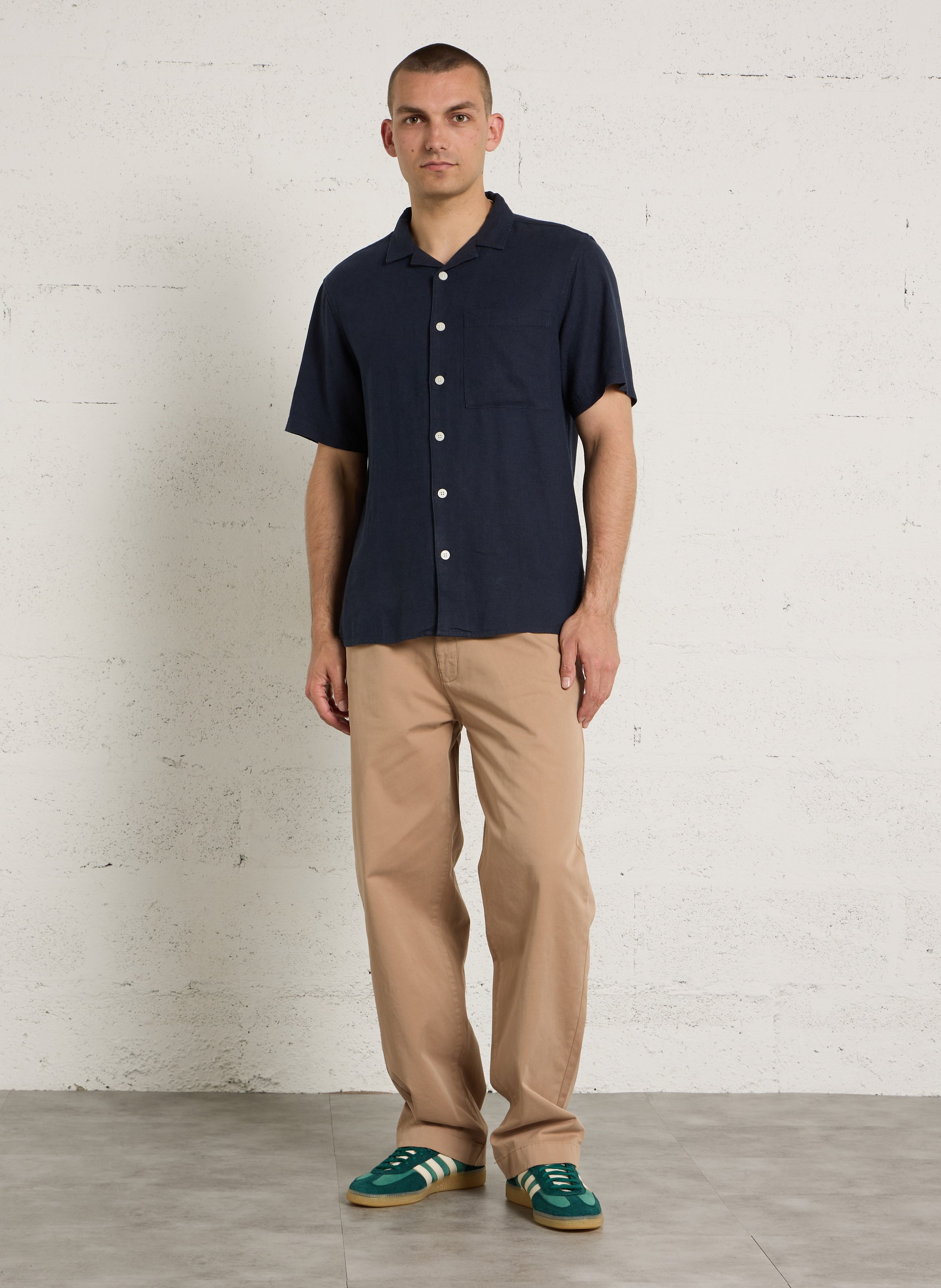 Chemise en lin mélangé SOLID Bleu