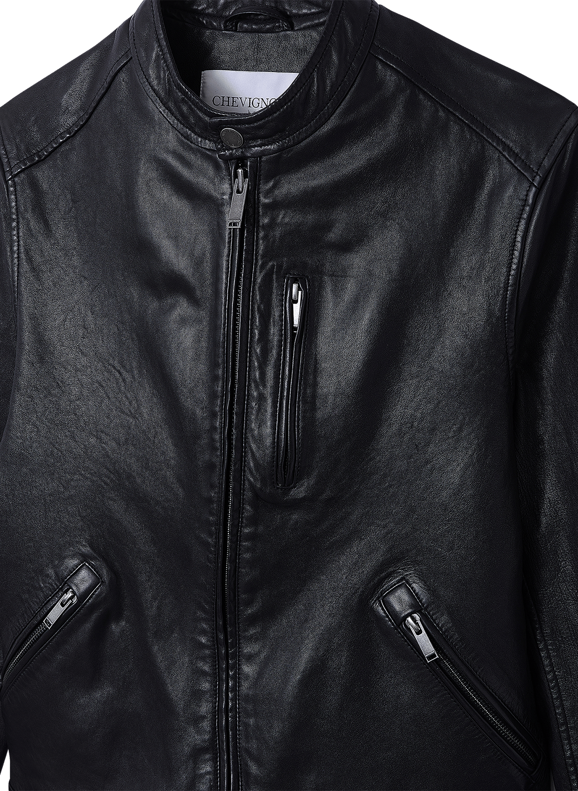 Veste en cuir droite CHEVIGNON Noir