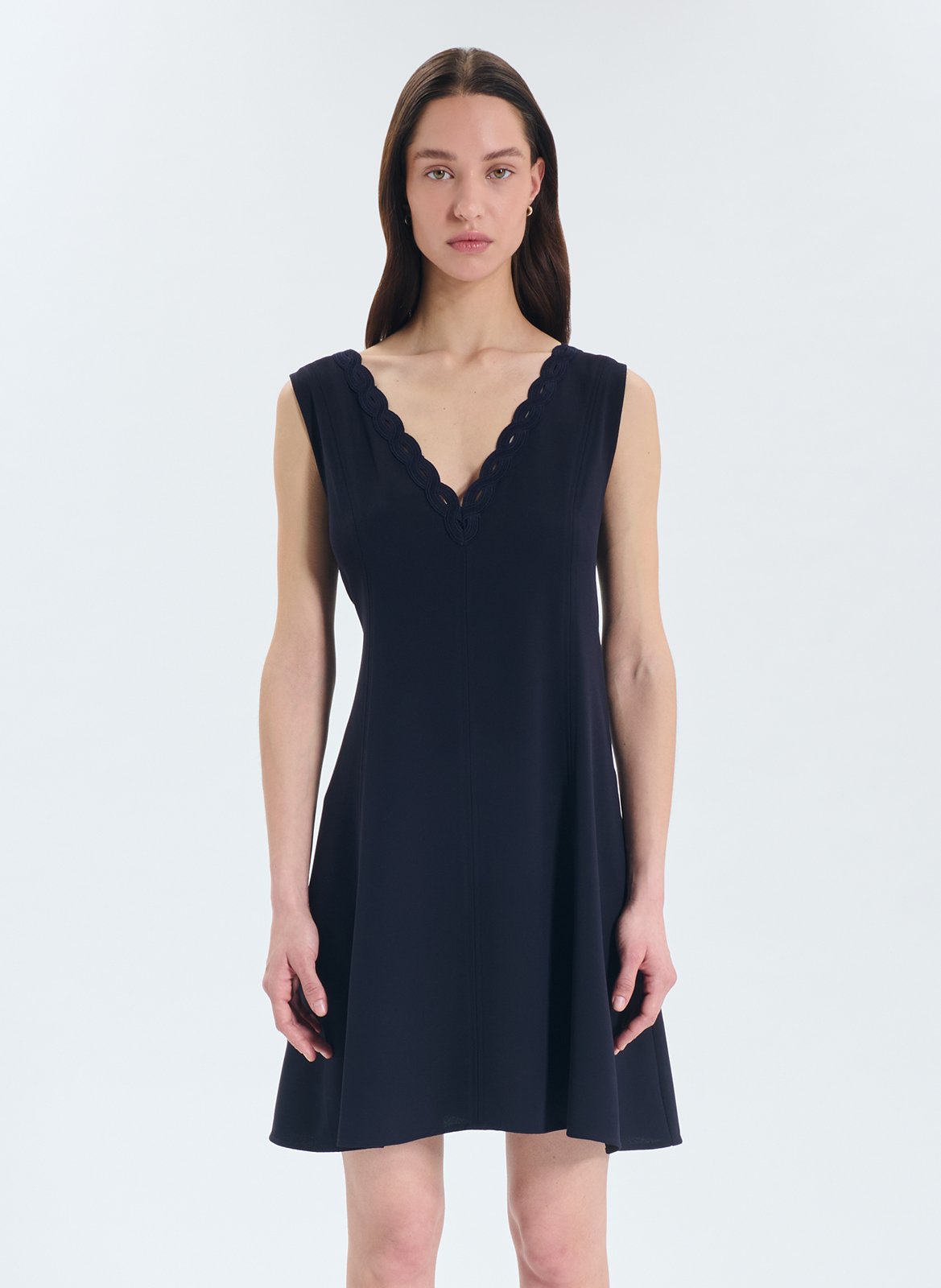 Robe courte col v  ZAPA Bleu