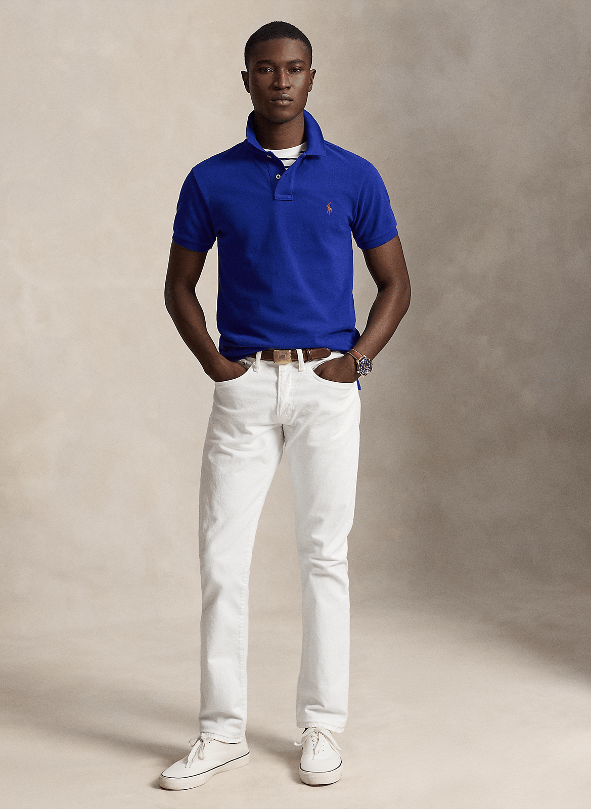 Slim-fit cotton piqué polo shirt POLO RALPH LAUREN Blue