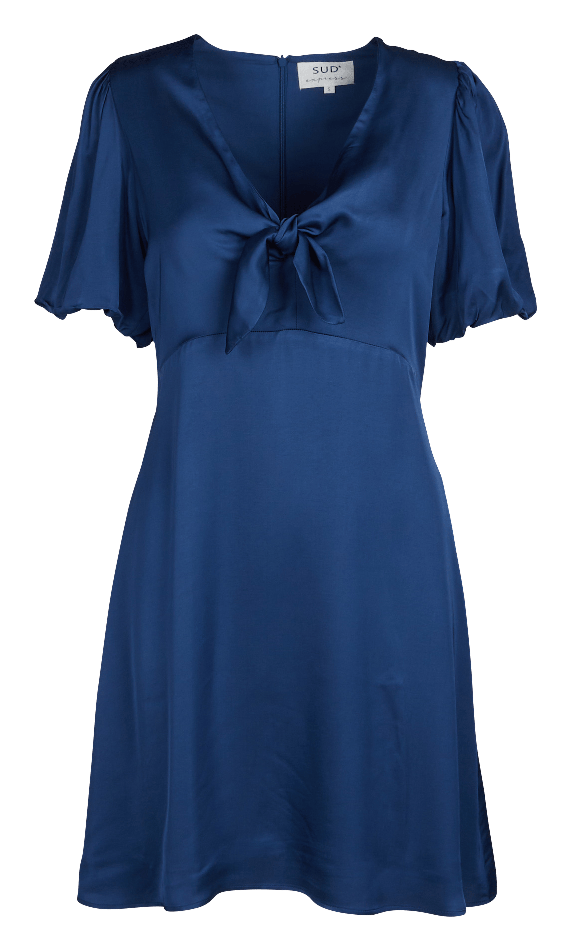 Short satin V-neck dress SUD EXPRESS Blue